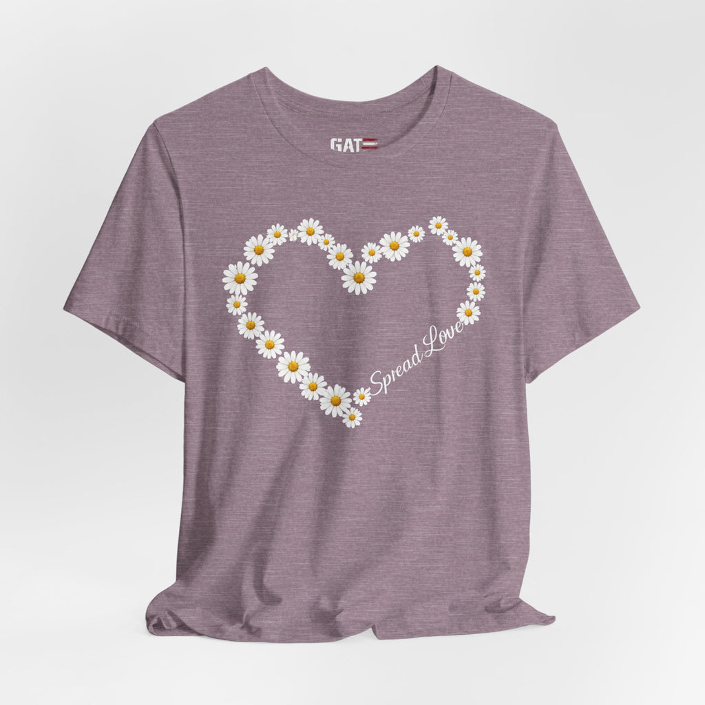 Daisy Heart Tee — "Spread Love" Floral Graphic T-Shirt