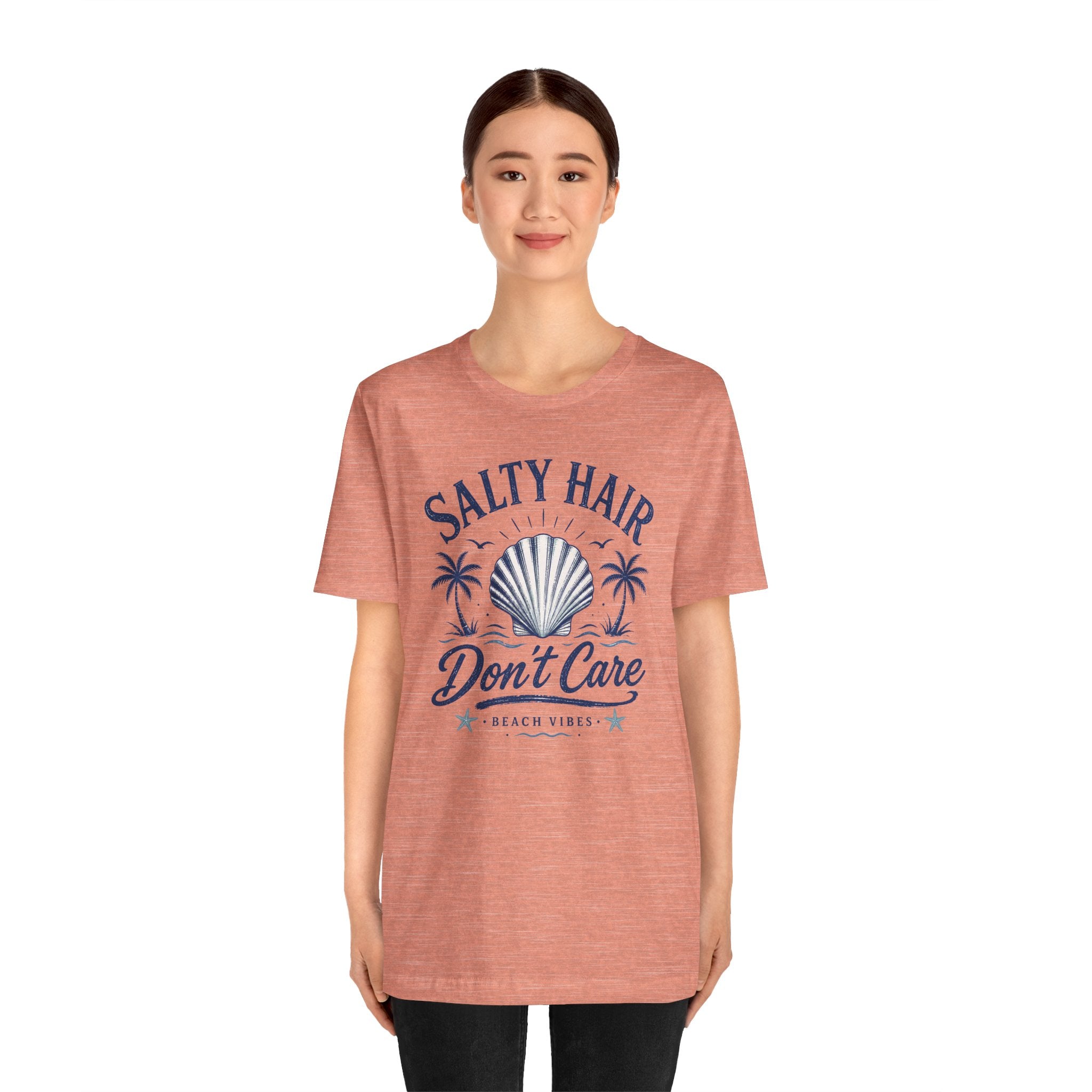 Salty Hair Don't Care T‑Shirt — Beach Vibes Shell Graphic Tee