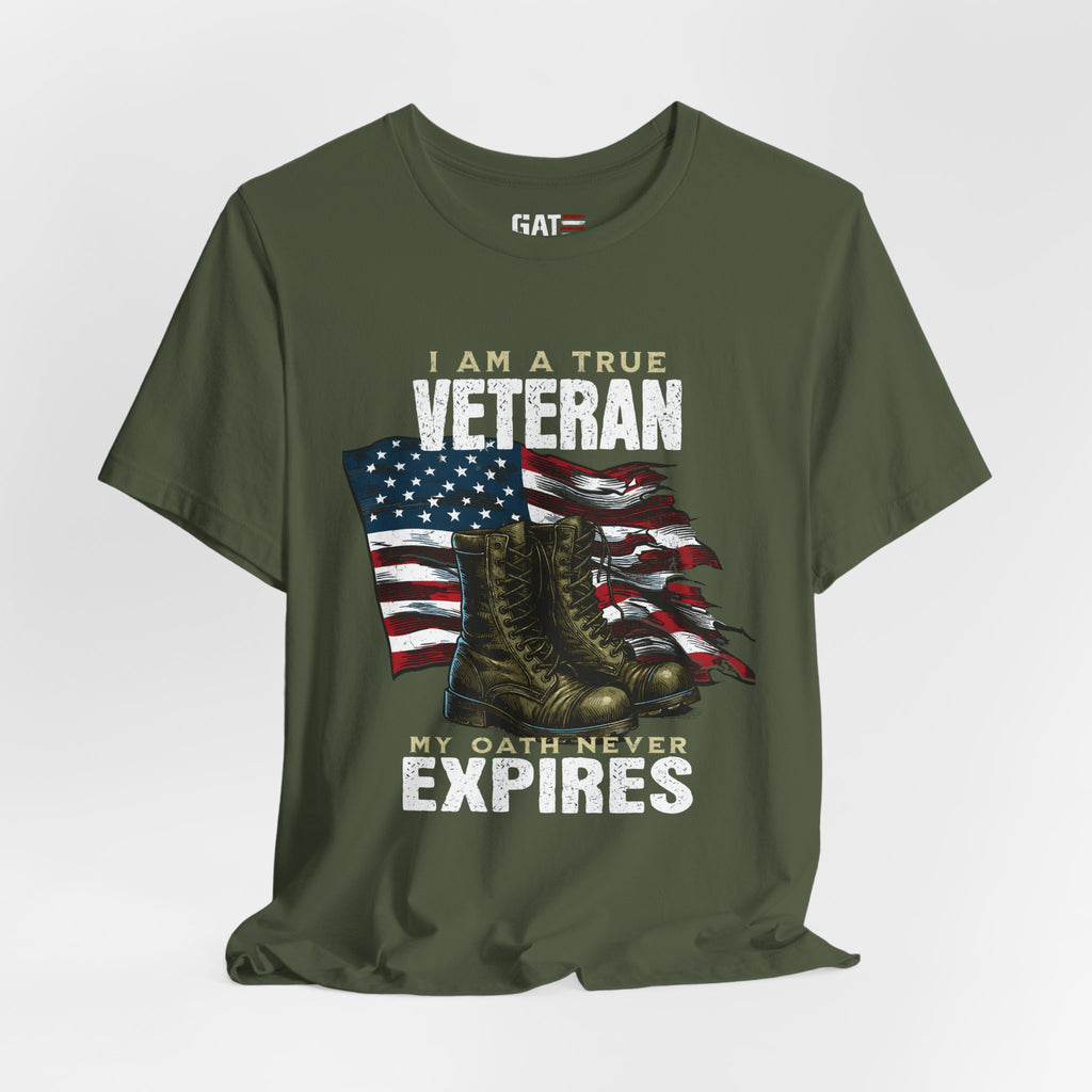 Veteran Shirt My Oath Never Expires, Proud Veteran Tee, Military Boots American Flag Shirt, Patriotic Veteran Gift for Men or Women