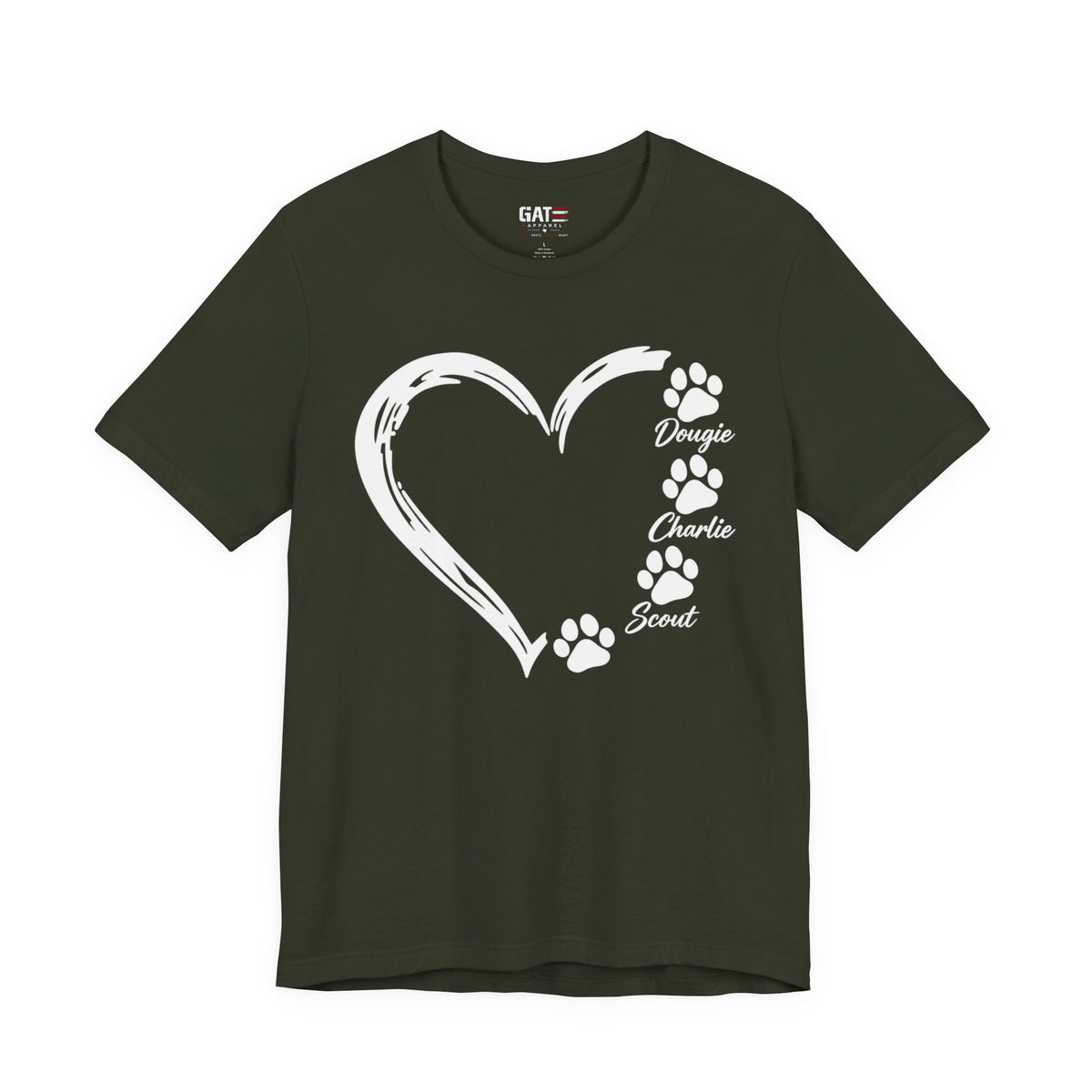 Personalized Pet Paw Heart Shirt | Custom Dog Names Tee