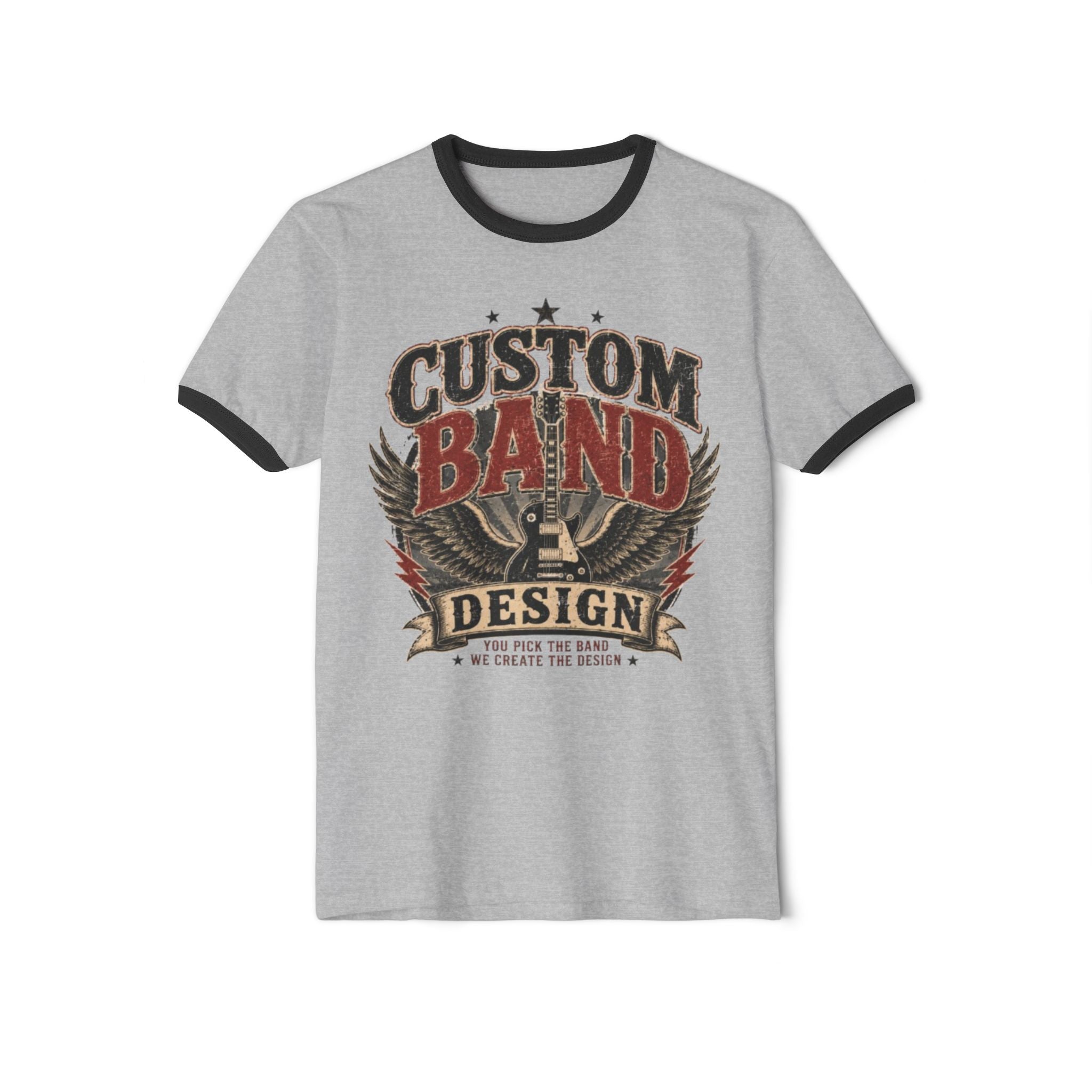 Band Graphic Ringer T-Shirt — "Custom Band Design" Retro Rock Tee
