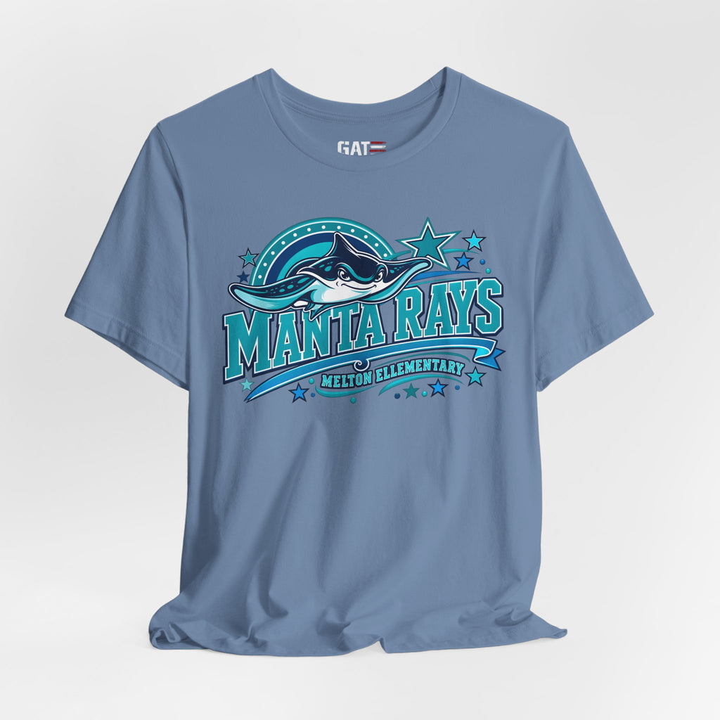 Melton Manta Rays Graphic Tee – Retro Ocean School Spirit Shirt