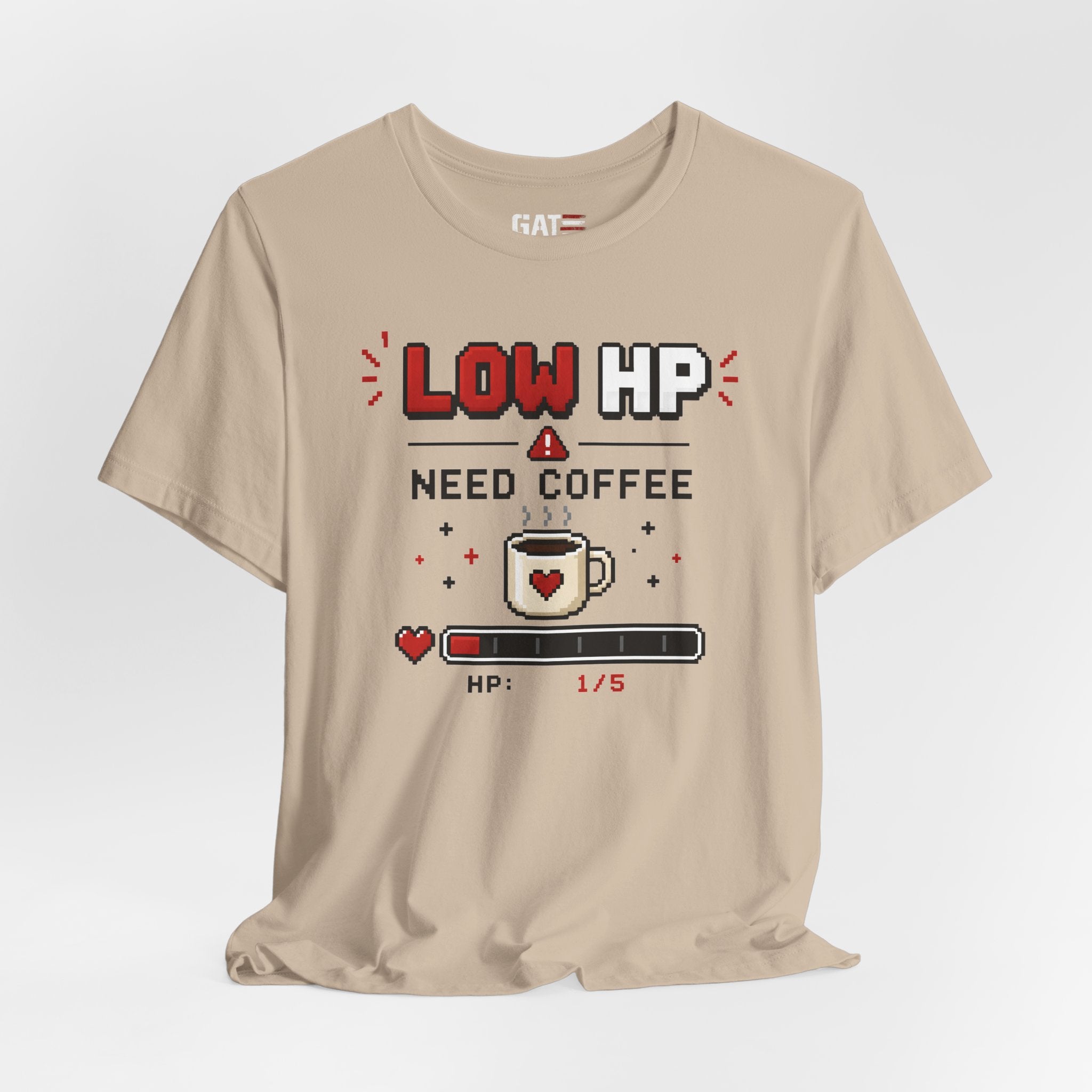Funny Coffee Lover Shirt, Gamer Coffee Tee, Retro Pixel Art Shirt, Caffeine Addict Gift, Gaming T-Shirt