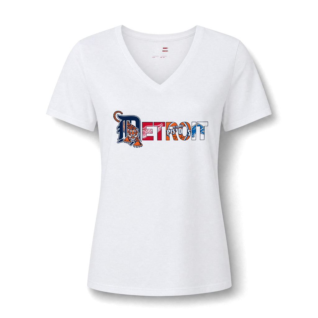 Detroit Sports Team Script V-Neck Tee