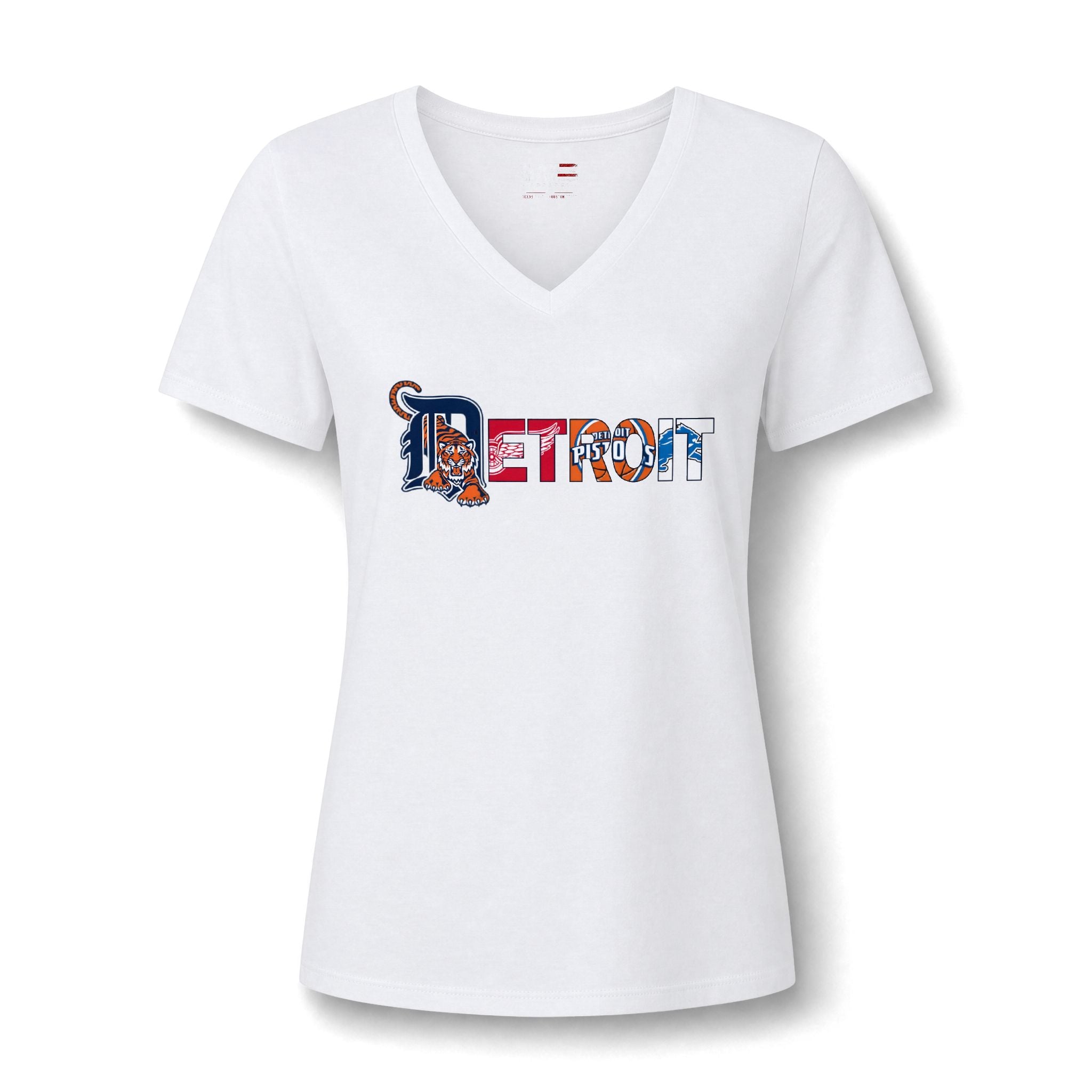 Detroit Sports Team Script V-Neck Tee