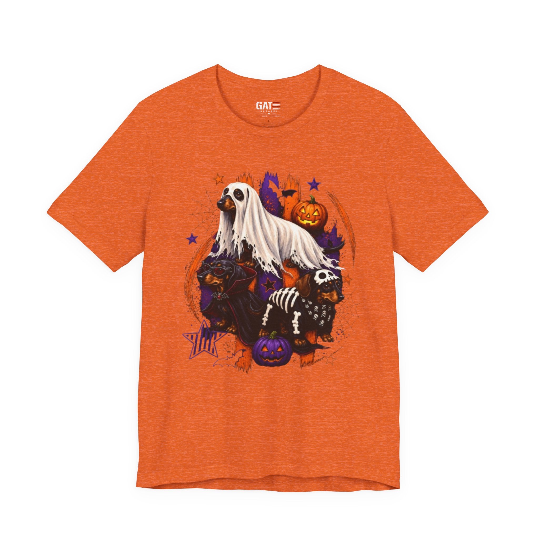 Halloween Dog Costume Tee — Ghost Dog & Pumpkin Crew Short Sleeve Shirt