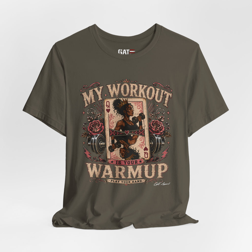 My Workout Is Your Warmup Shirt, Retro Gym Shirt for Women, Queen of Hearts Fitness Tee, Weightlifting Gift