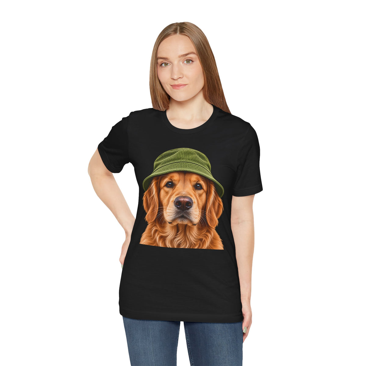 Golden retriever wearing a beanie graphic T-shirt - alternate product photo 18
