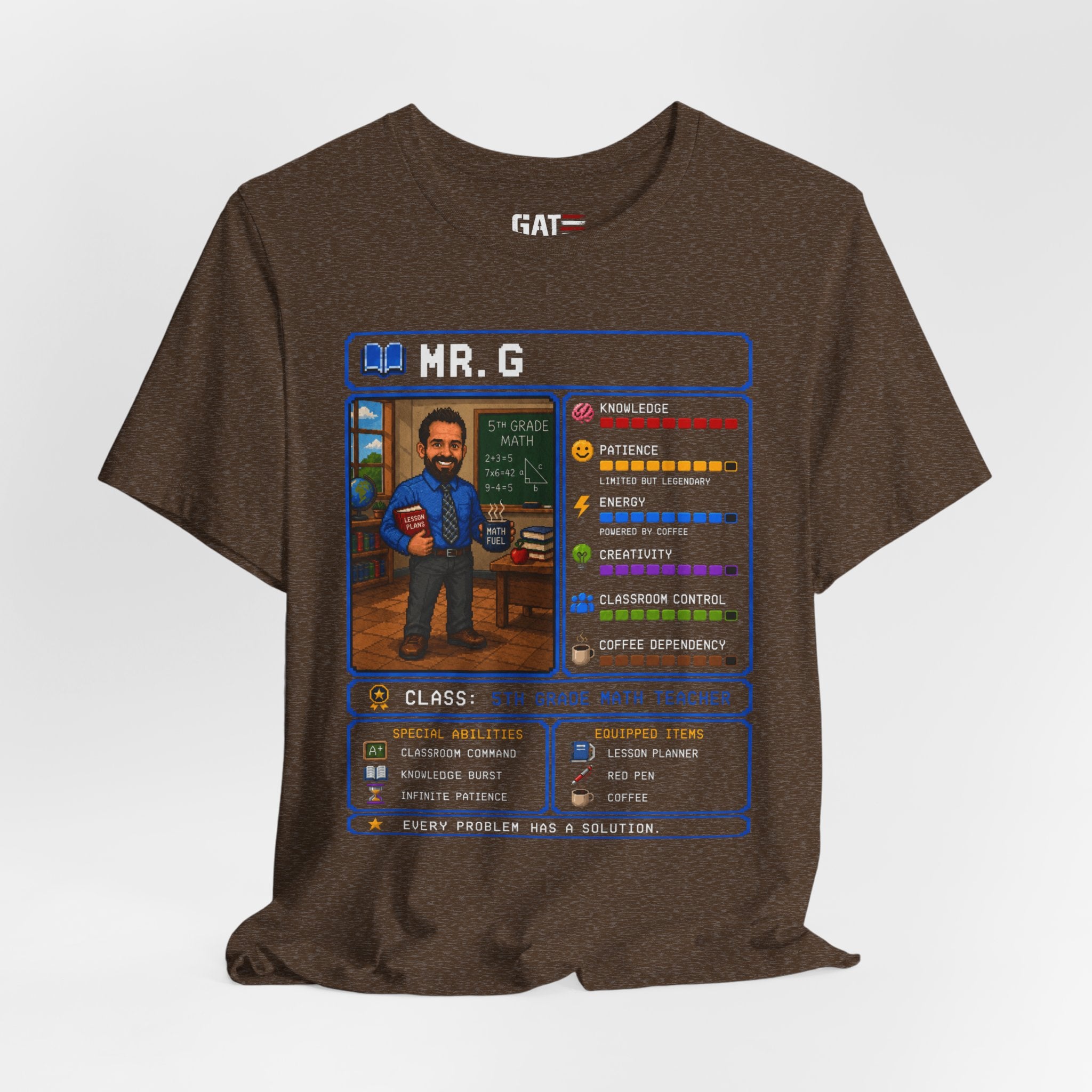 Custom Math Teacher RPG Character Shirt | Personalized Teacher Gift