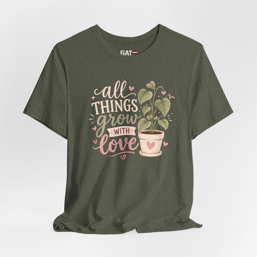 Plant Lover Shirt, All Things Grow With Love Shirt, Gardening Shirt, Botanical Tee, Plant Mom Gift, Flower Lover