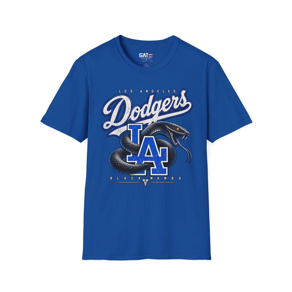 Kobe Bryant Black Mamba Dodgers LA tribute T-shirt, royal blue front view