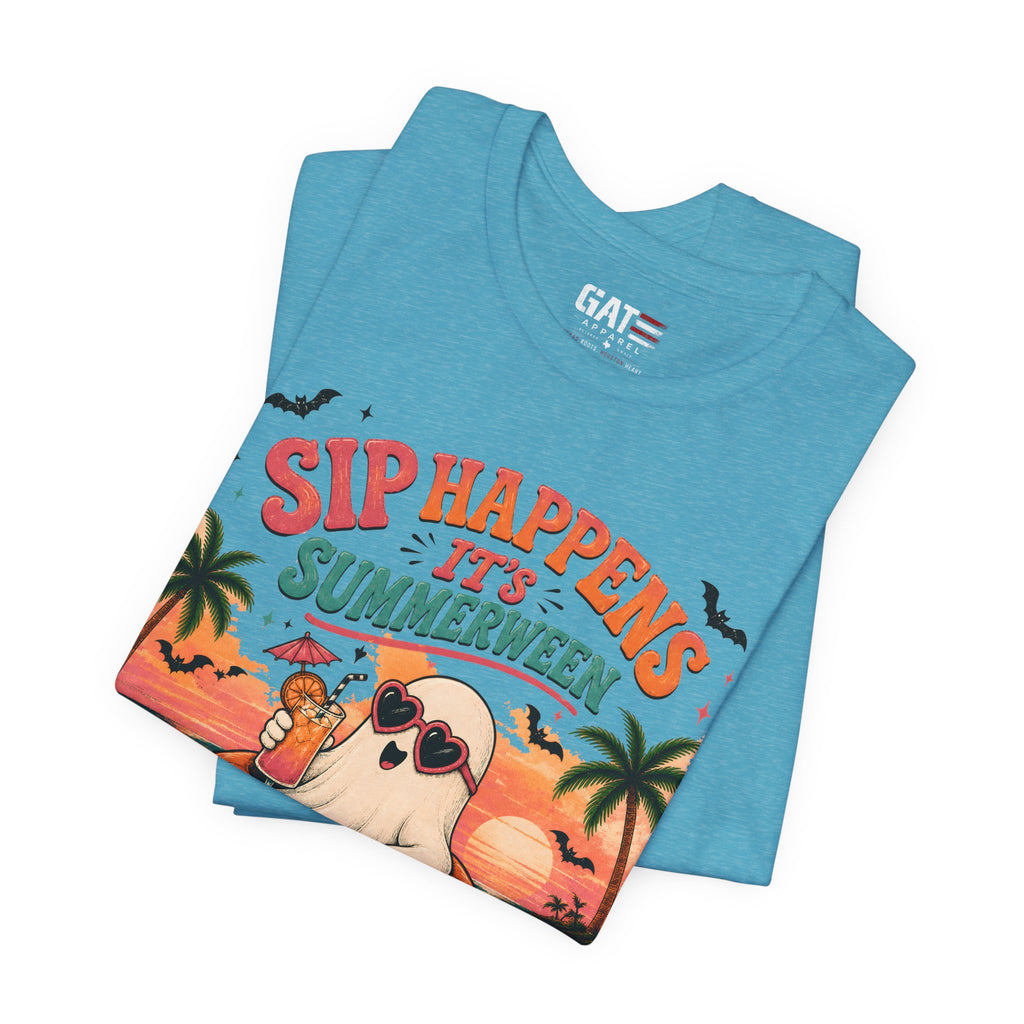 Summerween Shirt, Spooky Beach Shirt, Ghost Beach Tee, Halloween Beach Shirt, Coastal Halloween Tee, Tropical Ghost Shirt