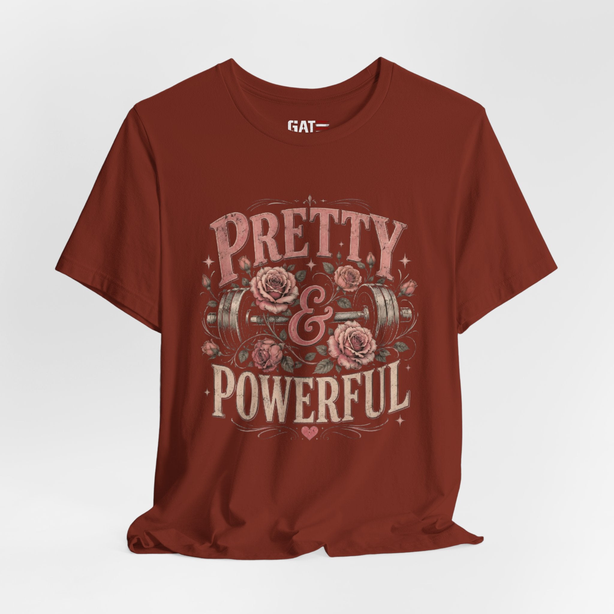 Pretty and Powerful Shirt, Women's Gym Shirt, Weightlifting Tee, Cute Fitness Shirt, Workout Gift for Strong Women