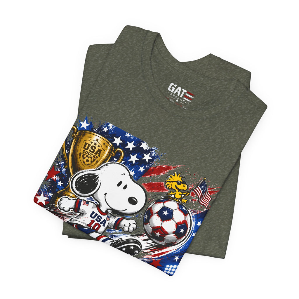Snoopy USA Soccer Tee | Patriotic Soccer Graphic T-Shirt