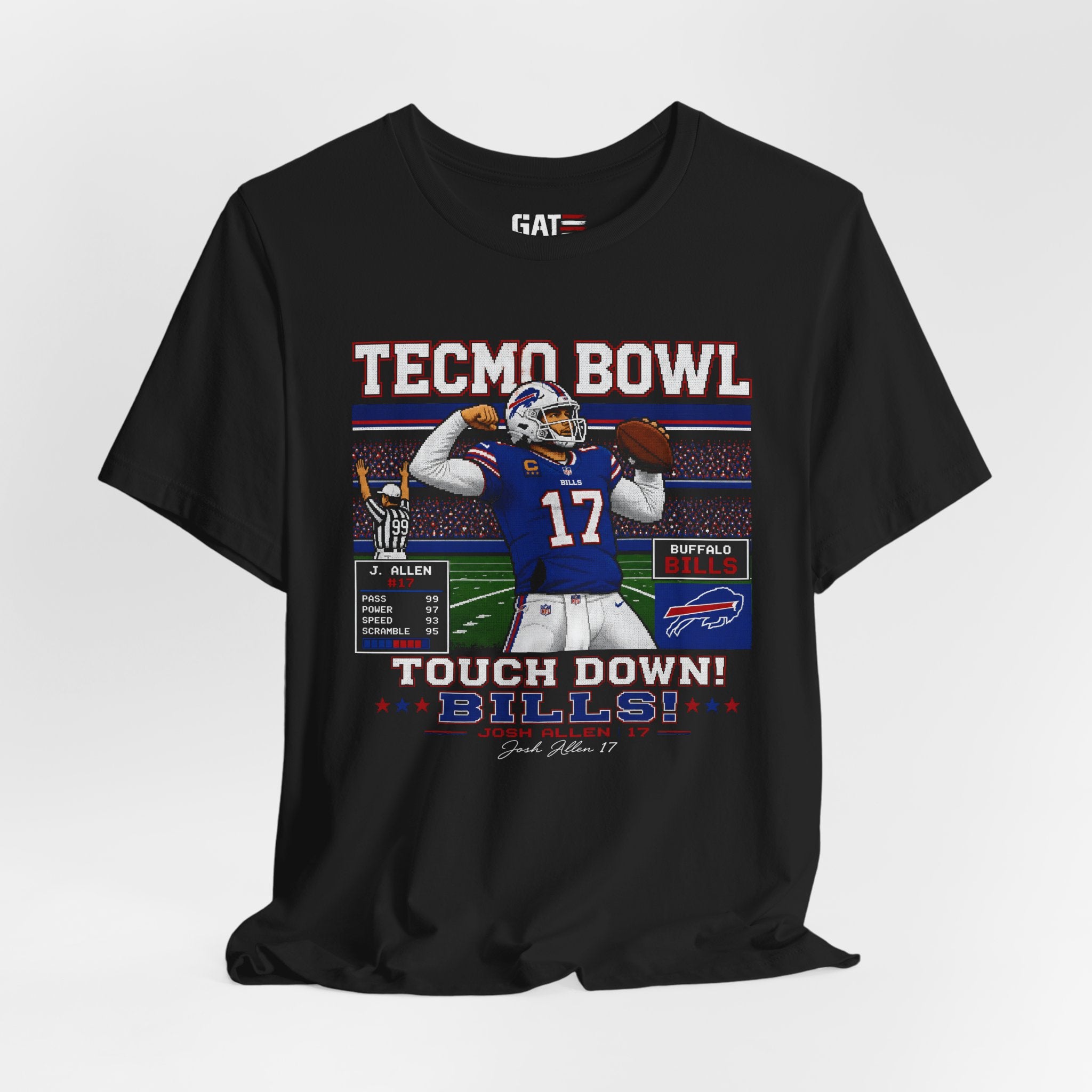 Josh Allen Tecmo Bowl Shirt Retro Football Graphic Tee Vintage Video Game Style Buffalo Fan Gift for Men Women
