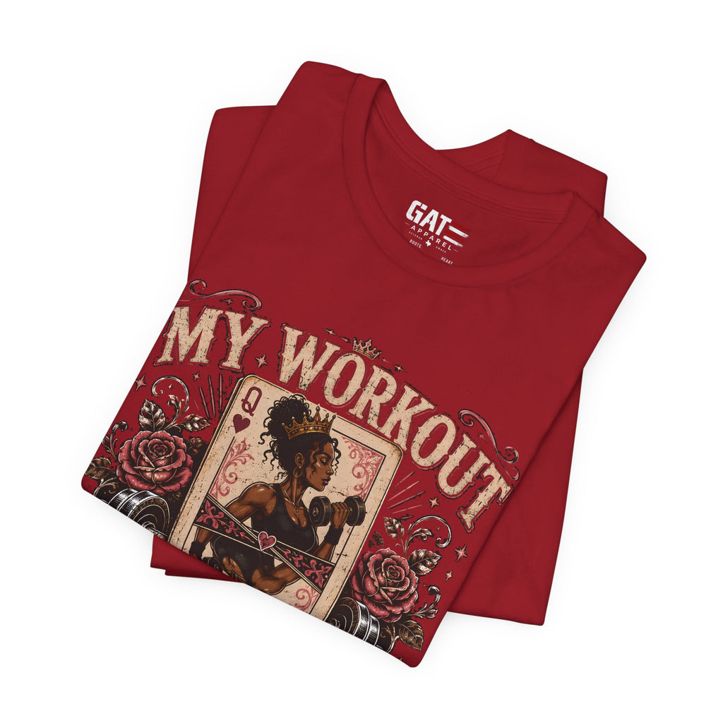 My Workout Is Your Warmup Shirt, Retro Gym Shirt for Women, Queen of Hearts Fitness Tee, Weightlifting Gift