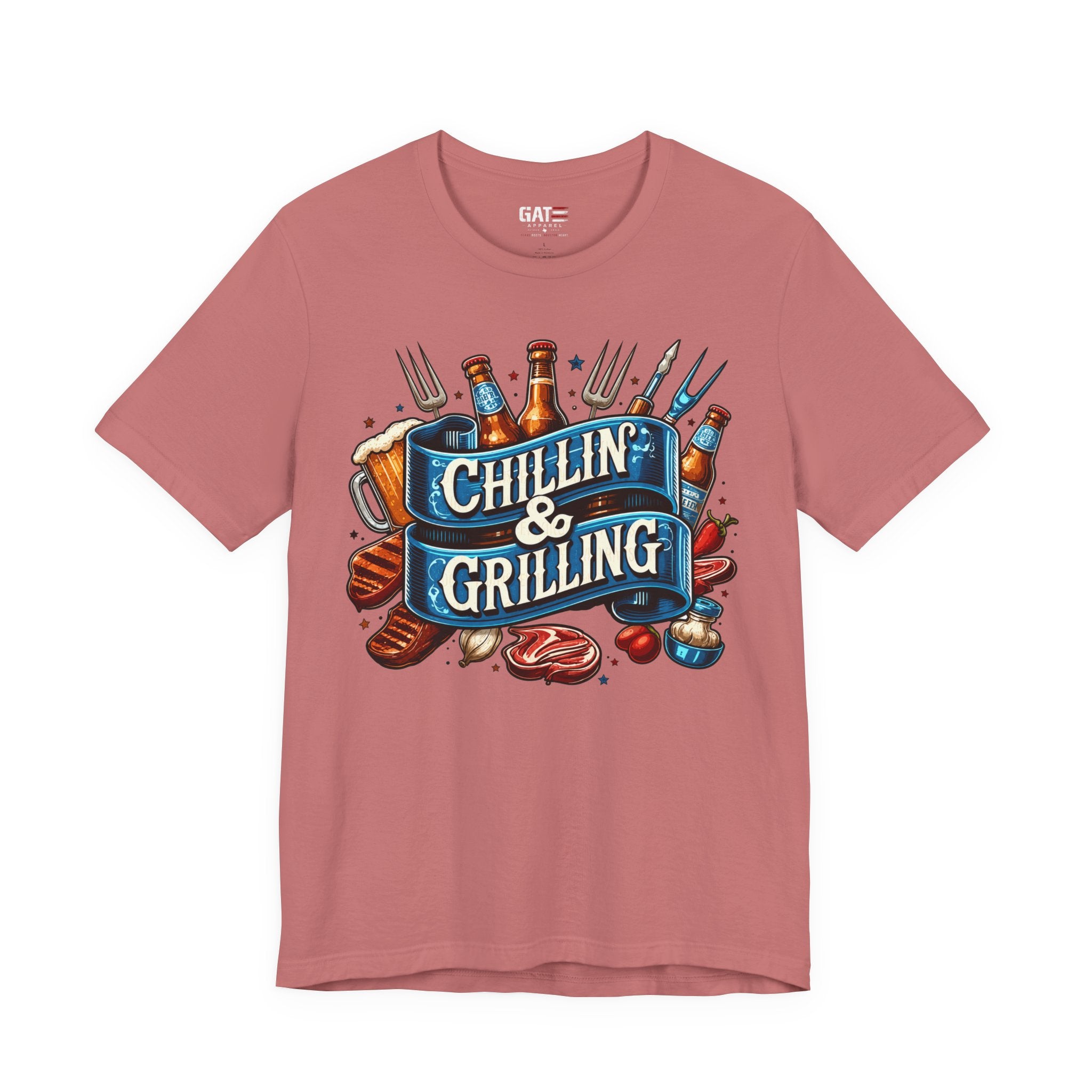 Chillin' & Grilling T-Shirt – BBQ Beer Grill Graphic Tee for Backyard Cookouts