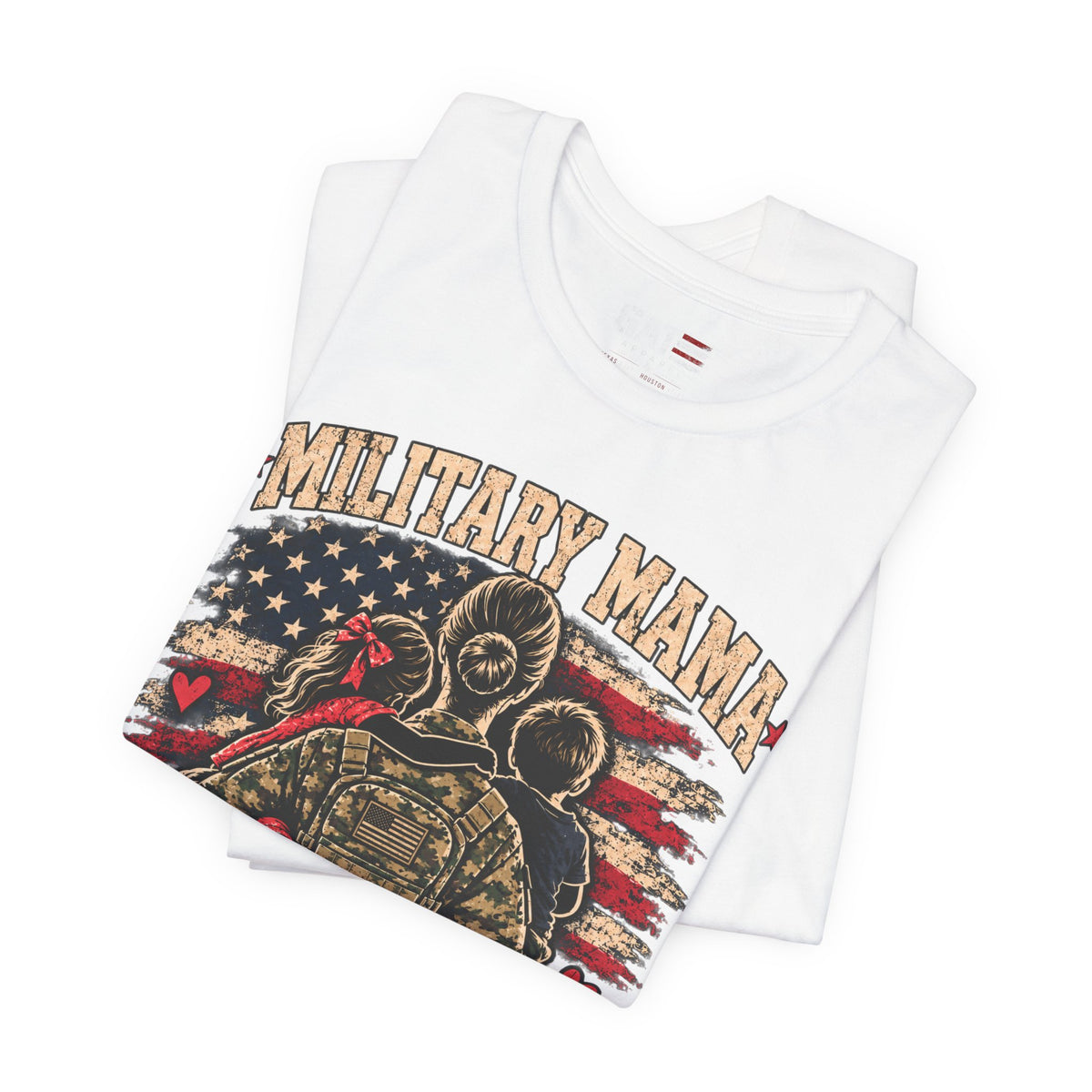 Military Mama T-Shirt – "Serving My Country, Raising My Littles" Patriotic Mom Tee