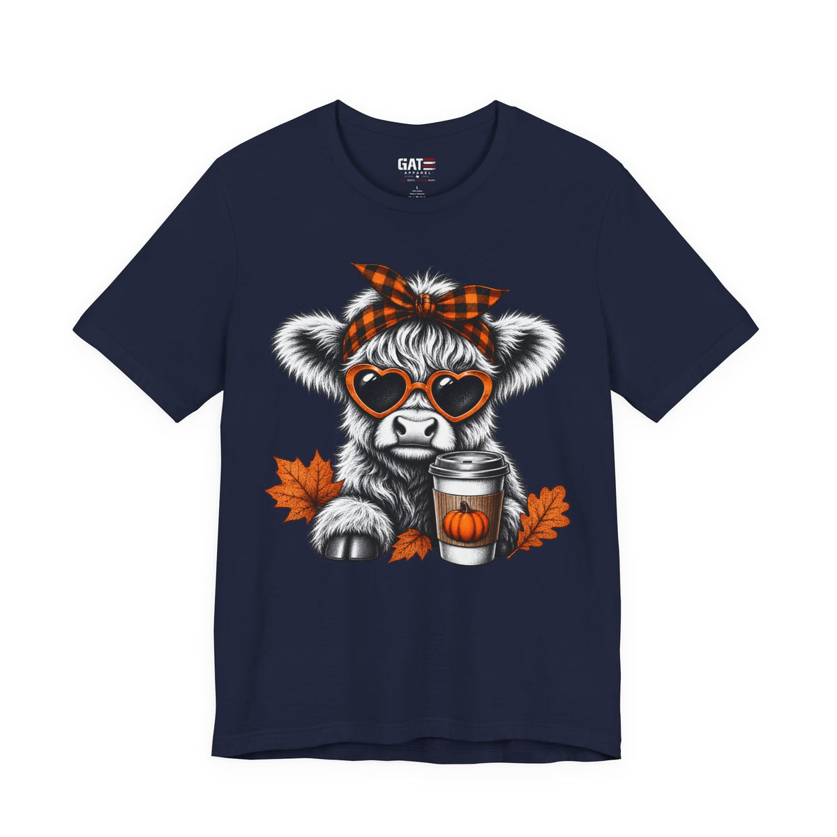 Cow fall coffee T-shirt mockup