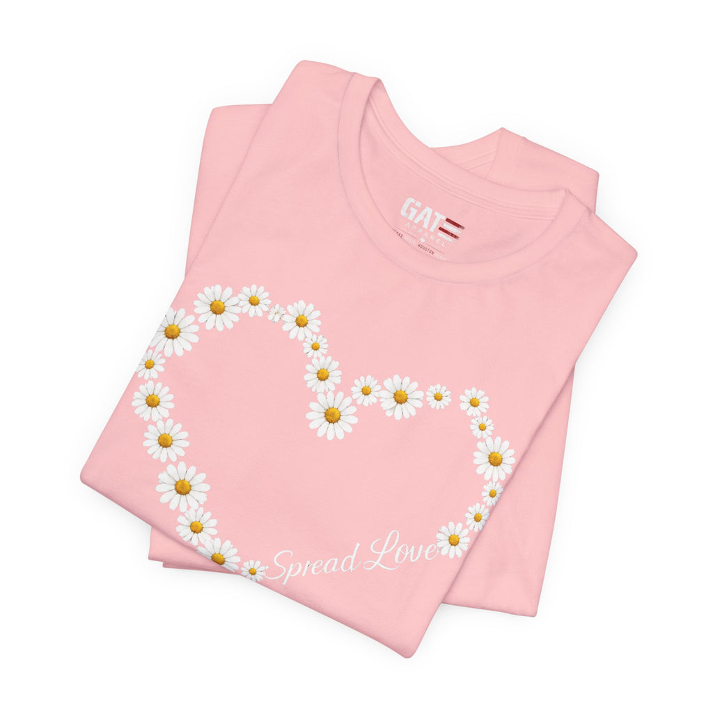 Daisy Heart Tee — "Spread Love" Floral Graphic T-Shirt