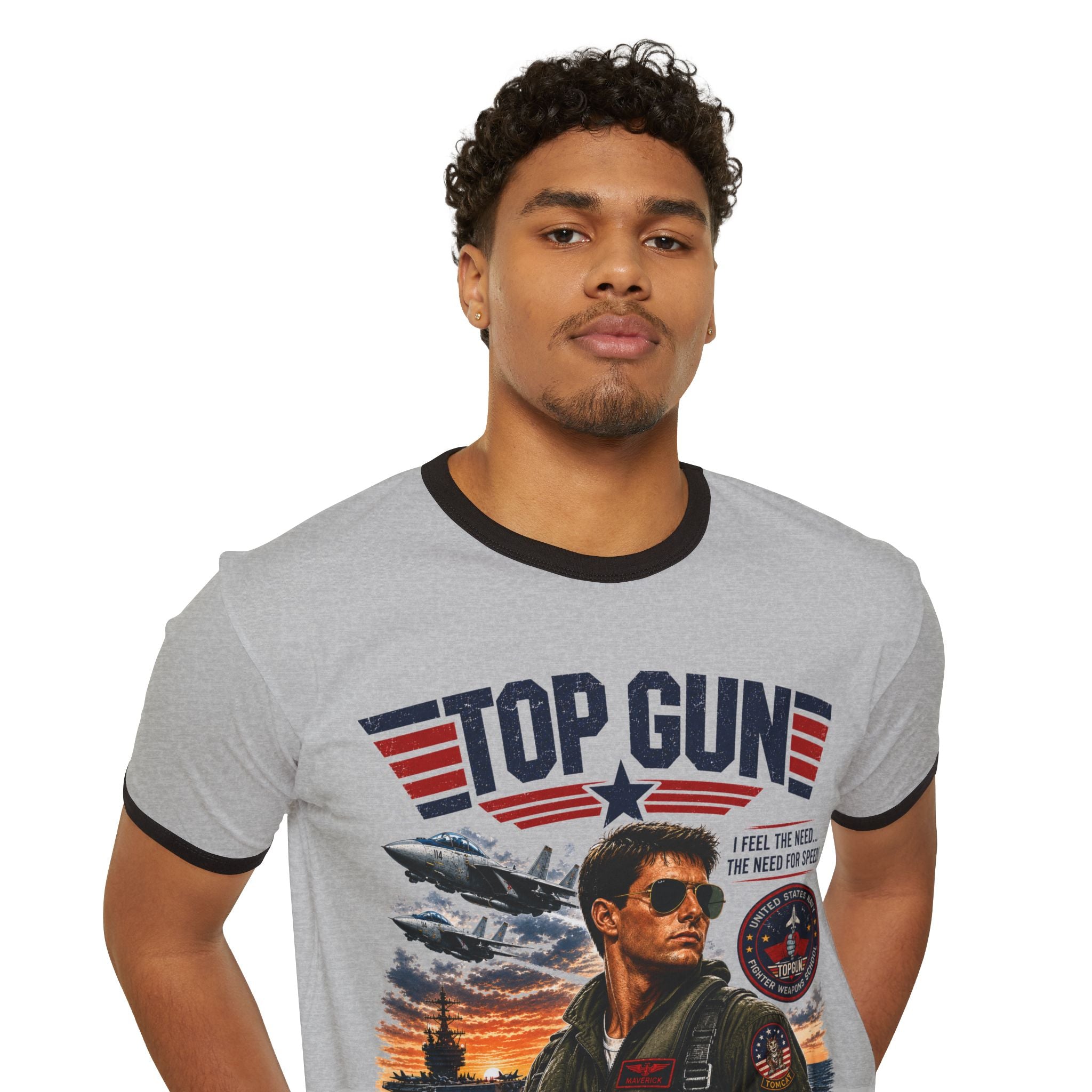 Top Gun Maverick Ringer T-Shirt – Retro Aviator Pilot Graphic Tee