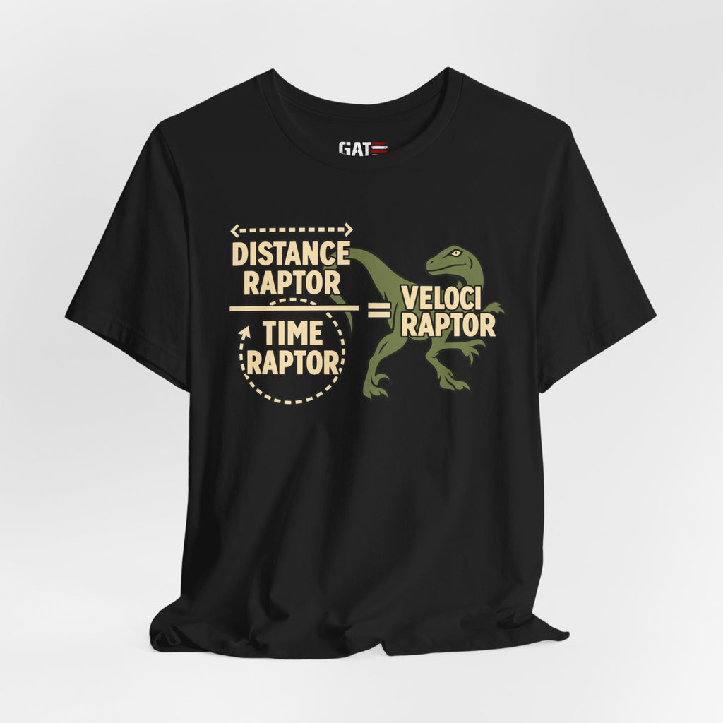 Velociraptor Anatomy Tee — "Distance Raptor / Time Raptor" Dinosaur Graphic Shirt