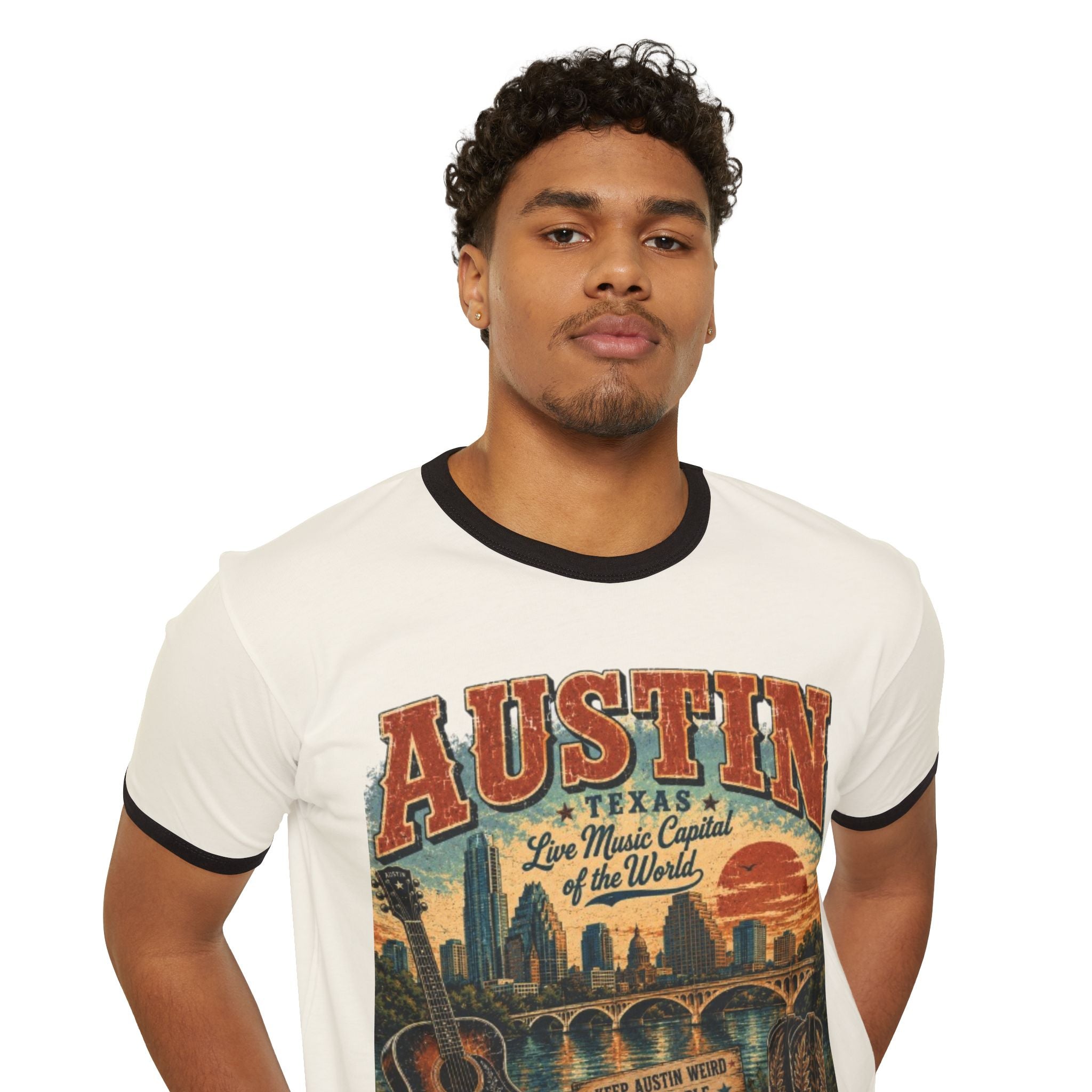 Austin Texas Vintage Guitar Ringer Tee