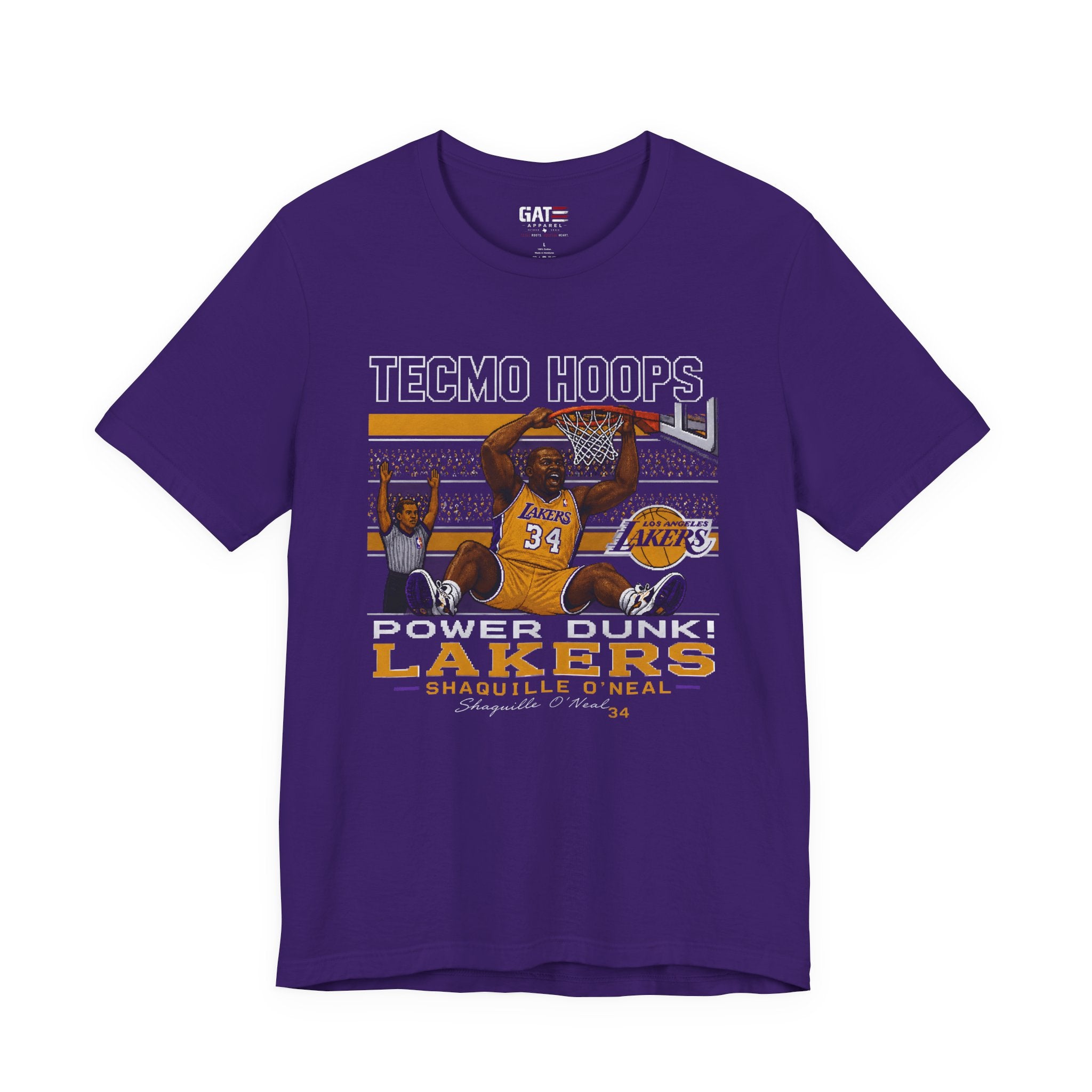 Tecmo Hoops Shaquile O'Neal Power Dunk Lakers Tee | Retro Basketball Graphic Shirt