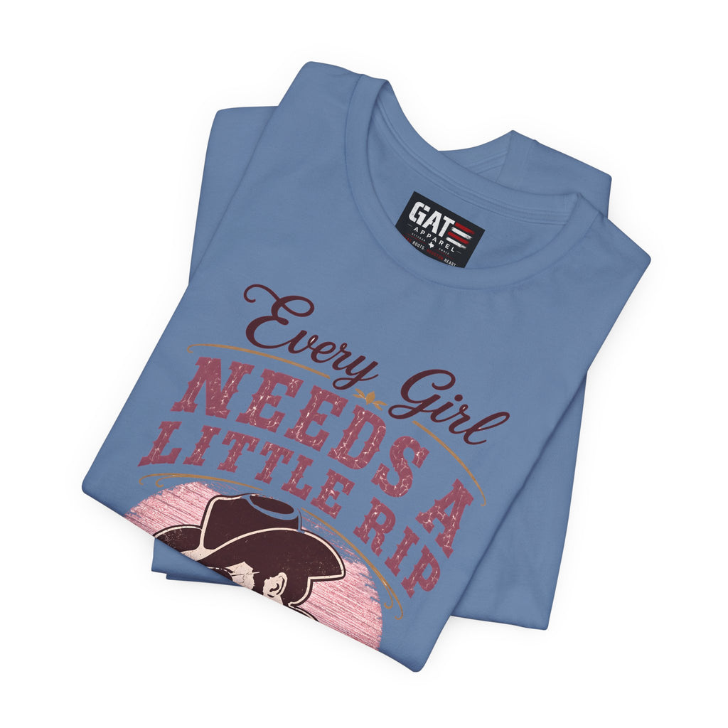Every Girl Needs A Little Rip In Their Jeans Pink Text Shirt | Dutton Ranch| Yellowstone Inspire Shirt