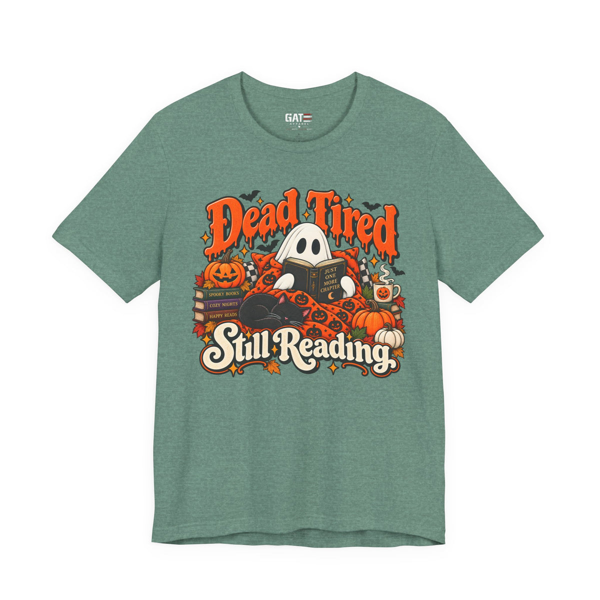 Dead Tired Still Reading Halloween Shirt | Book Lover Tee