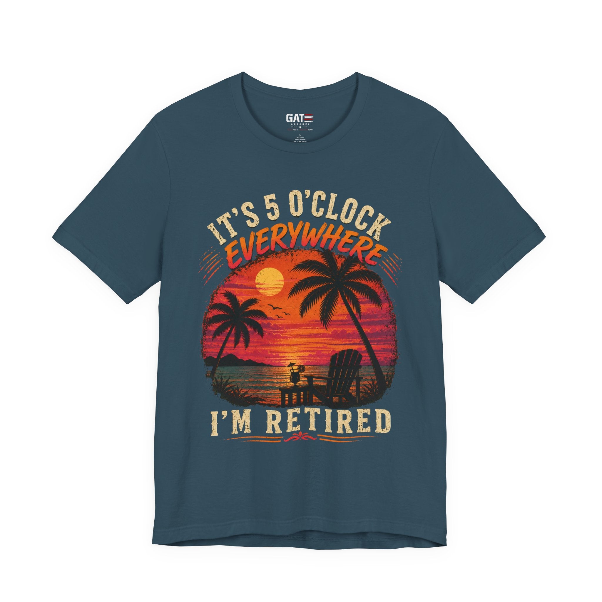 Retired Paradise T-Shirt - "It's 5 O'Clock Everywhere" Sunset Beach Tee