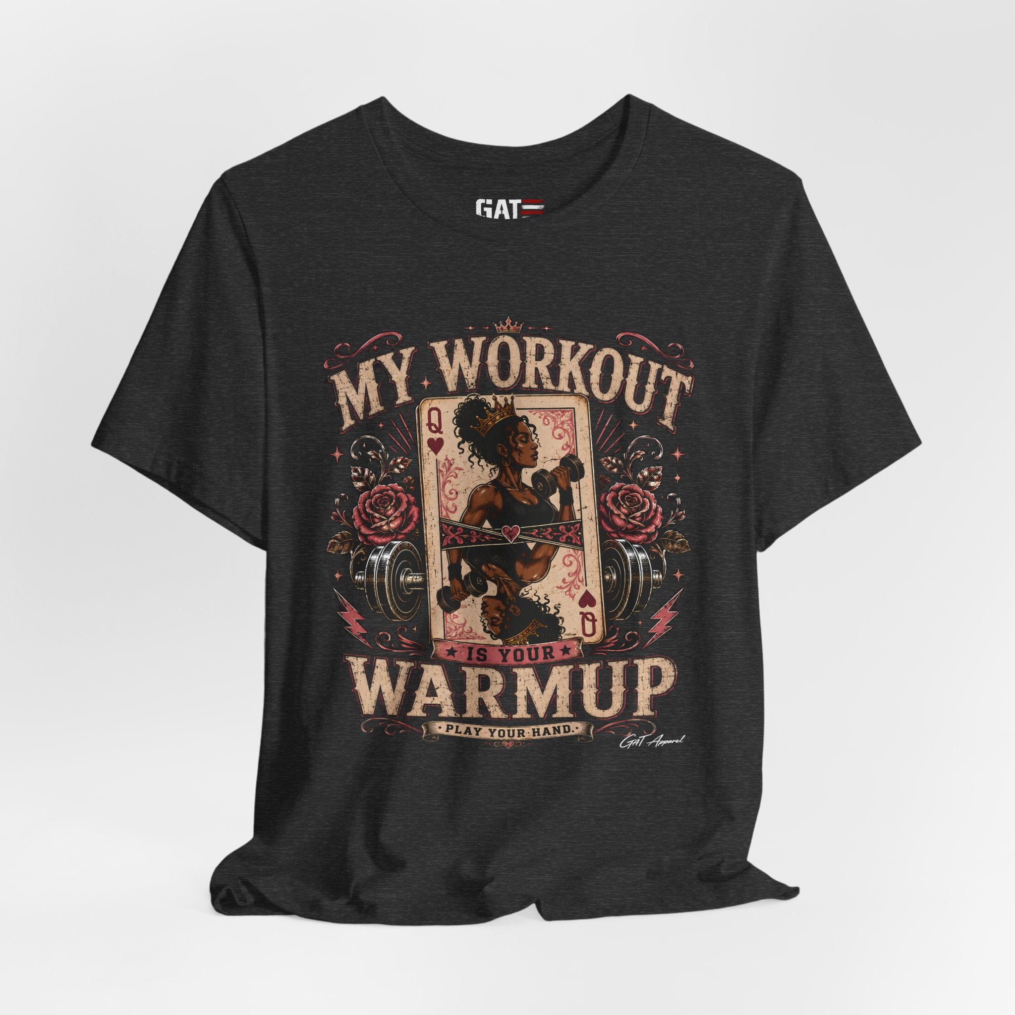 My Workout Is Your Warmup Shirt, Retro Gym Shirt for Women, Queen of Hearts Fitness Tee, Weightlifting Gift