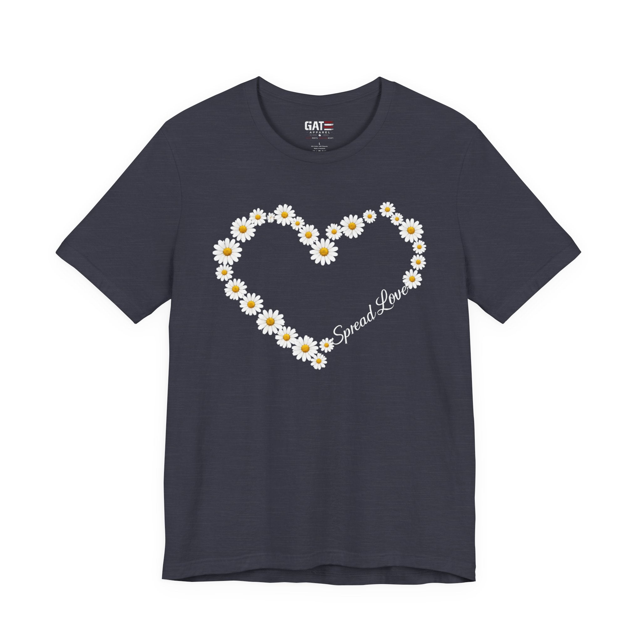 Daisy Heart Tee — "Spread Love" Floral Graphic T-Shirt