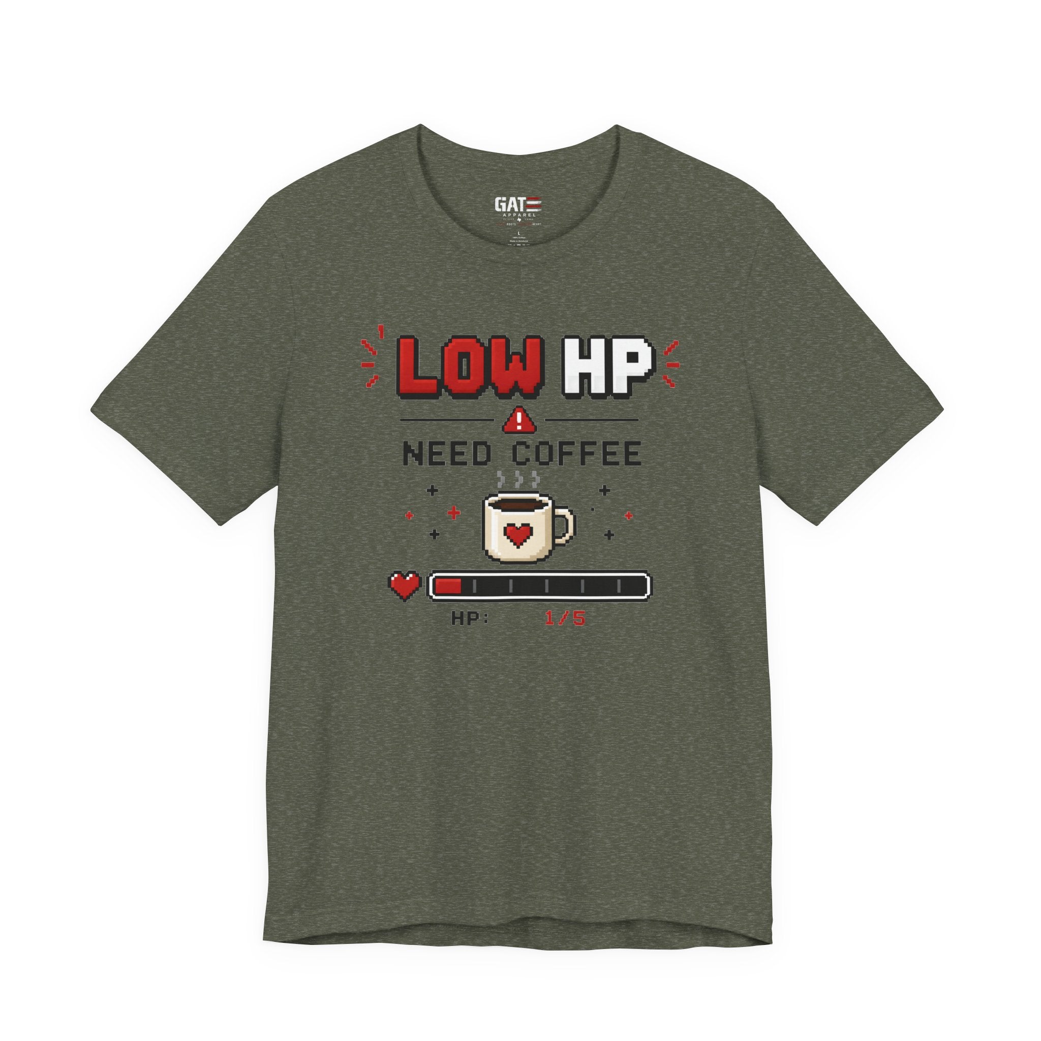 Funny Coffee Lover Shirt, Gamer Coffee Tee, Retro Pixel Art Shirt, Caffeine Addict Gift, Gaming T-Shirt
