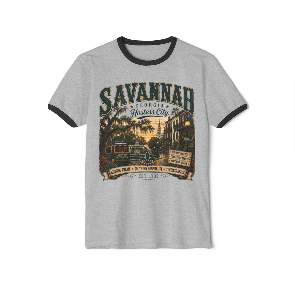 Savannah Georgia Ringer T-Shirt — Historic ‘Hostess City’ Vintage Travel Tee