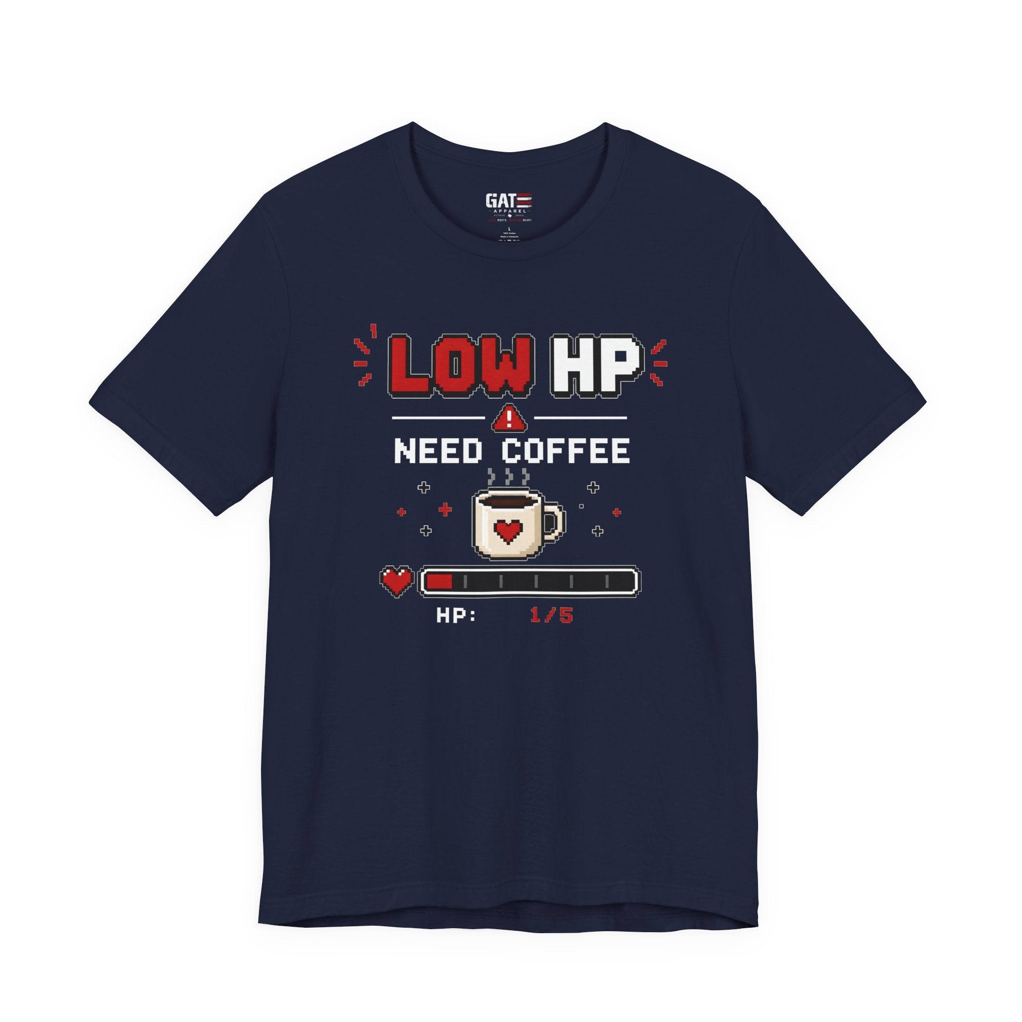 Funny Coffee Lover Shirt, Gamer Coffee Tee, Retro Pixel Art Shirt, Caffeine Addict Gift, Gaming T-Shirt