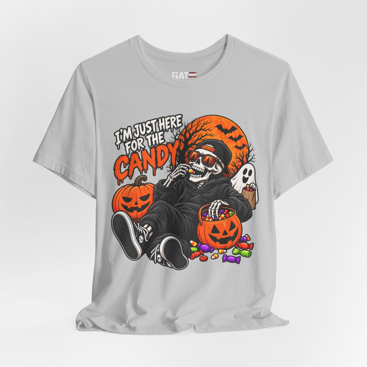 I'm Just Here for the Candy Halloween Skull Shirt | Spooky Tee