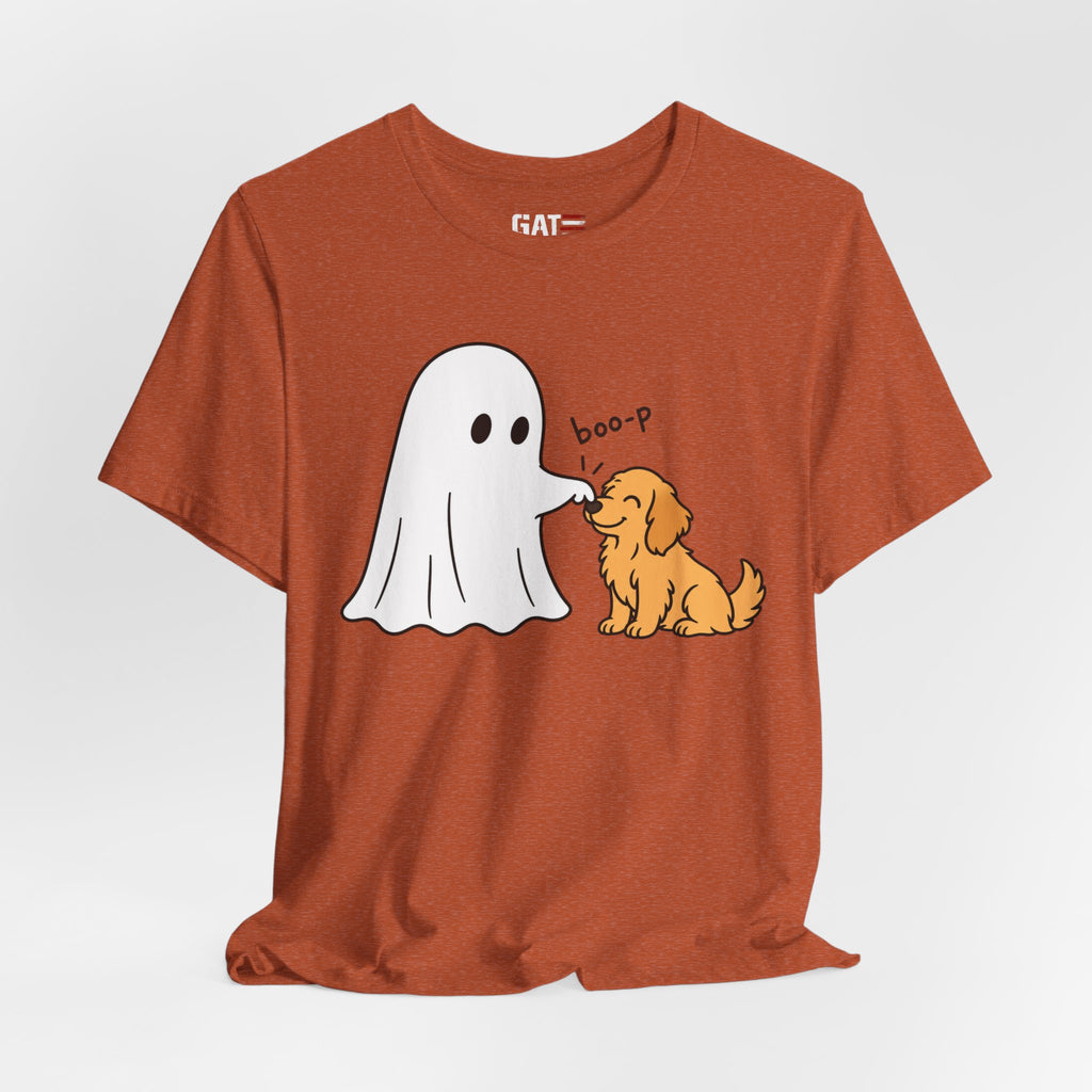 Halloween Ghost & Golden Retriever — "boo-p" Cute Dog Halloween T-Shirt