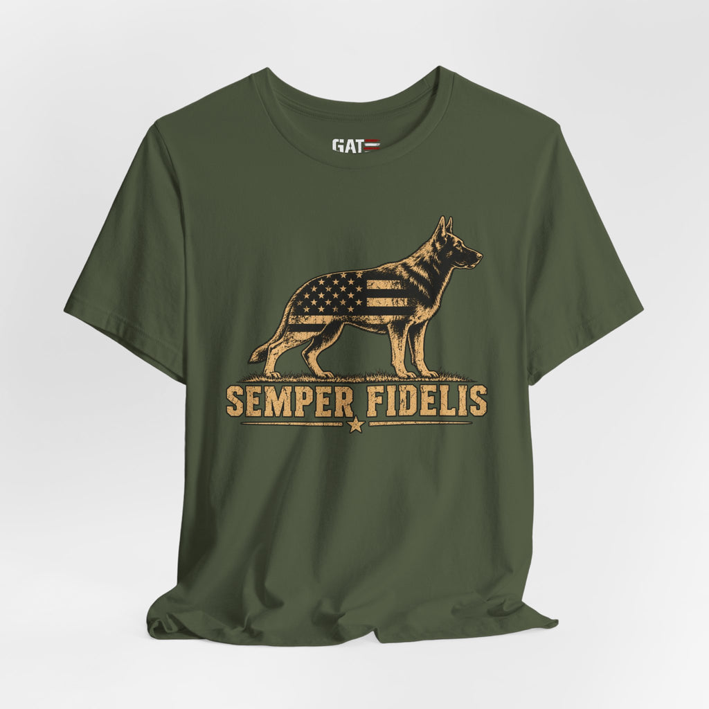 Semper Fidelis German Shepherd T-Shirt — Patriotic Military K9 Tee