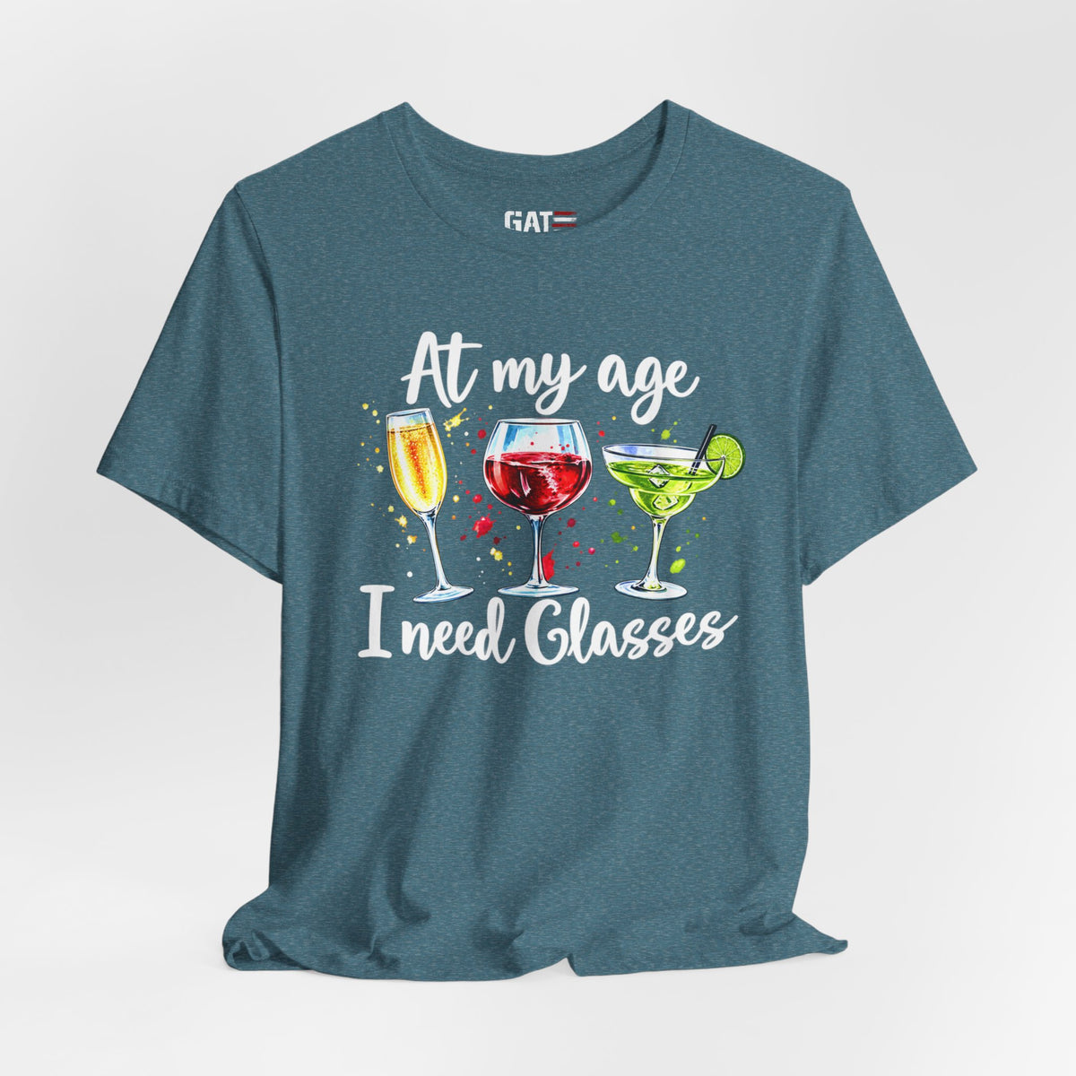 At My Age I Need Glasses humorous cocktail glasses graphic T-shirt - product image 39