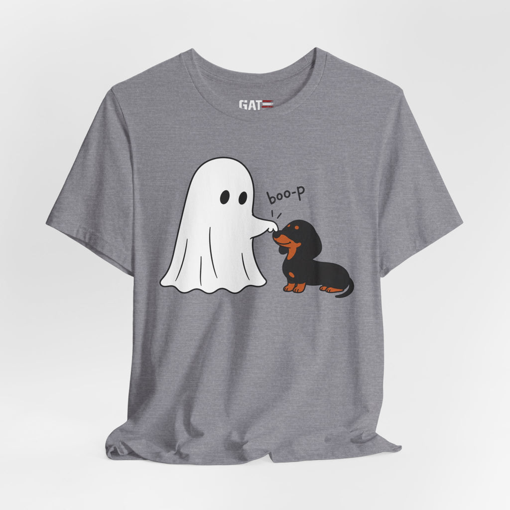 Halloween Ghost & Dachshund — "boo-p" Cute Dog Halloween T-Shirt