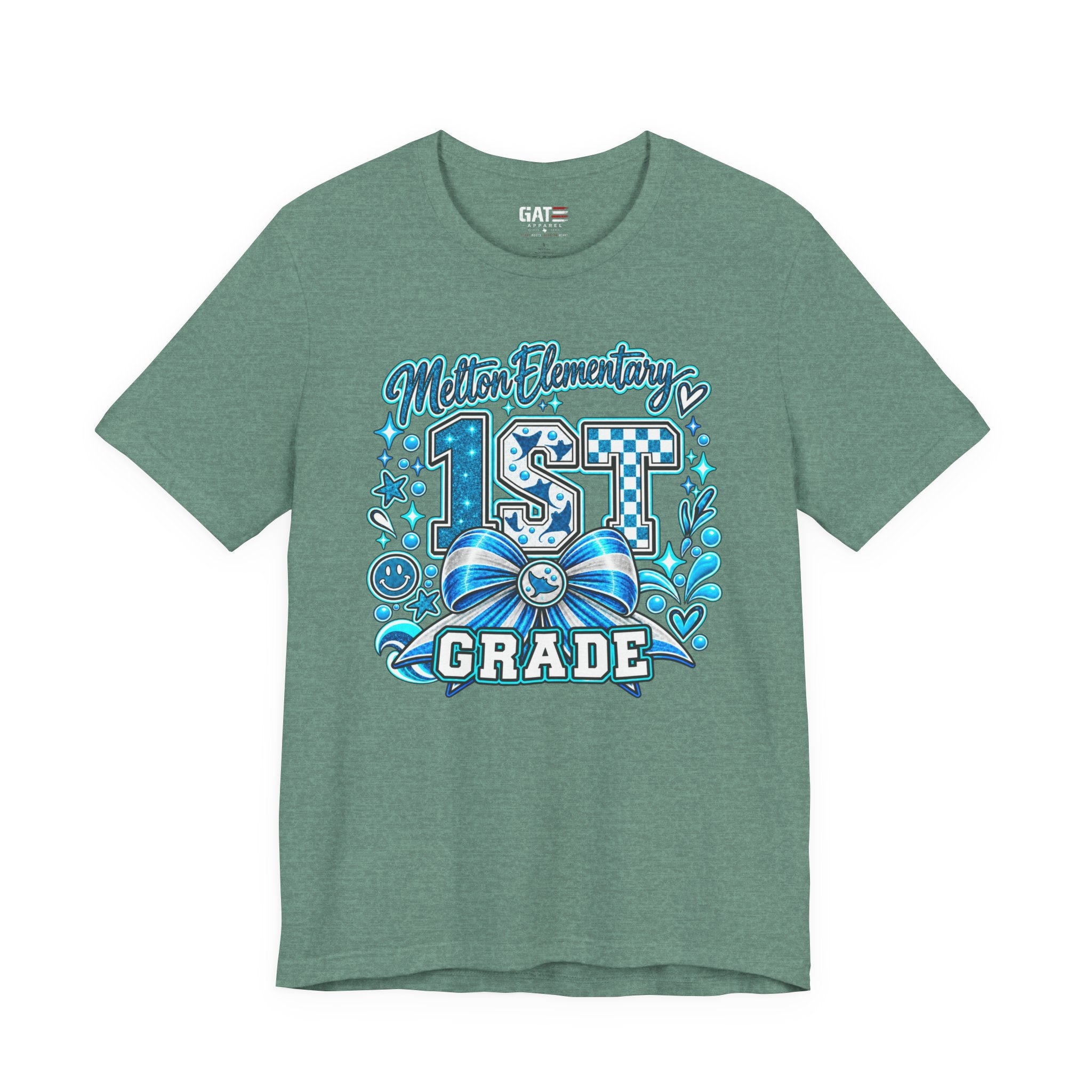 Melton 1st Grade School T‑Shirt — Bow Design