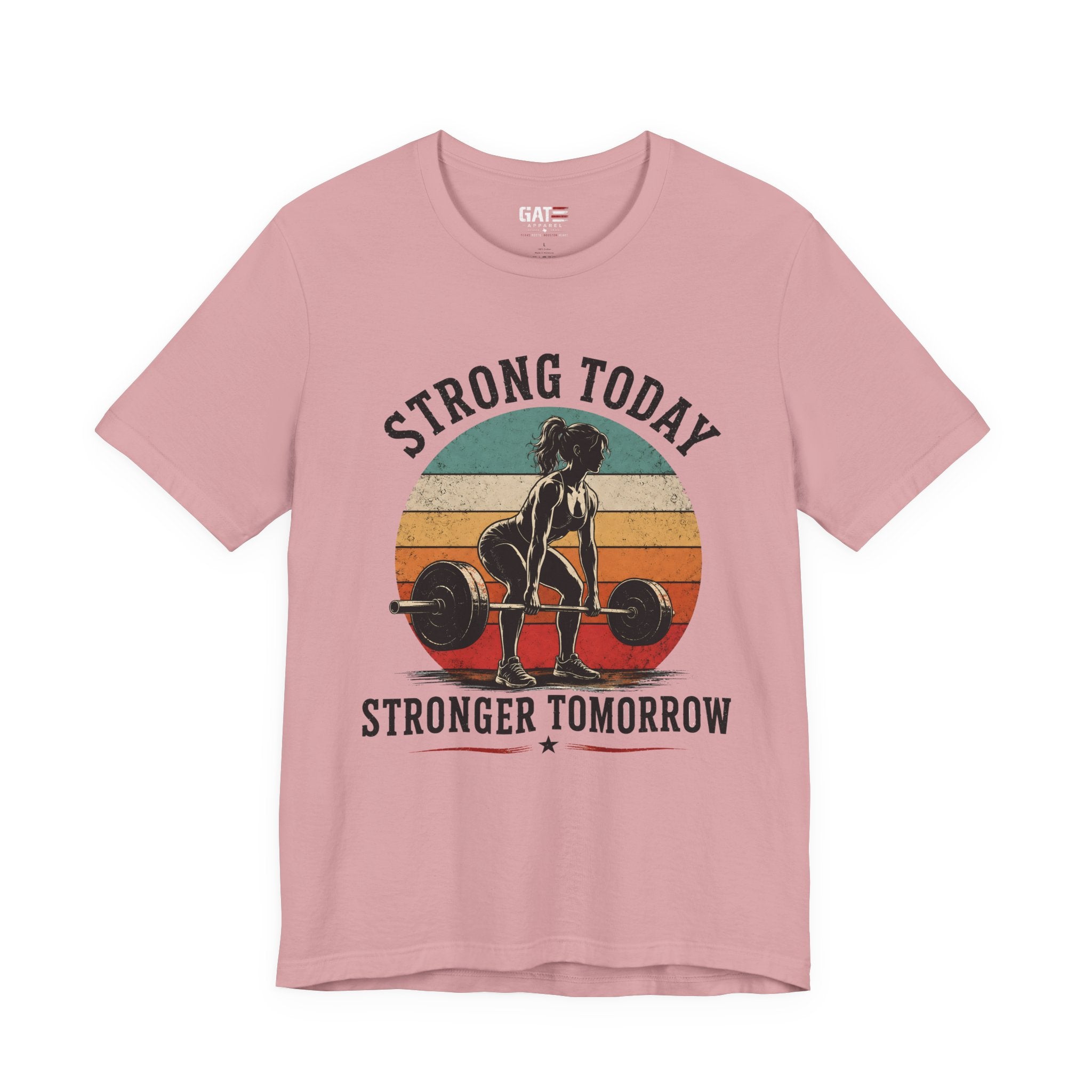 Strong Today Stronger Tomorrow Shirt, Women's Gym Shirt, Retro Weightlifting Tee, Fitness Gift for Women