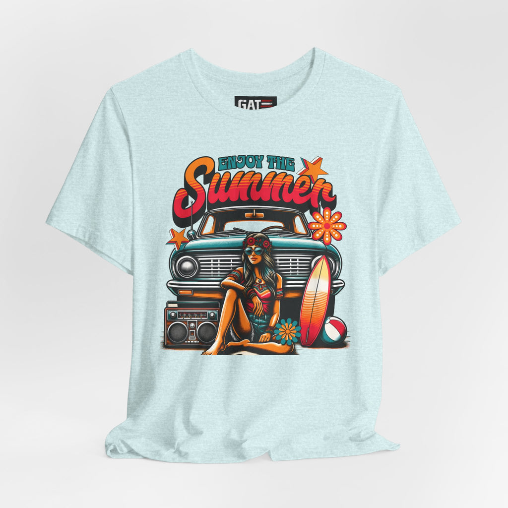 Enjoy The Summer Shirt, Retro Beach Tee, Vintage Surf Shirt, Hippie Summer T Shirt, Boho Vacation Shirt, Groovy Summer Graphic Tee