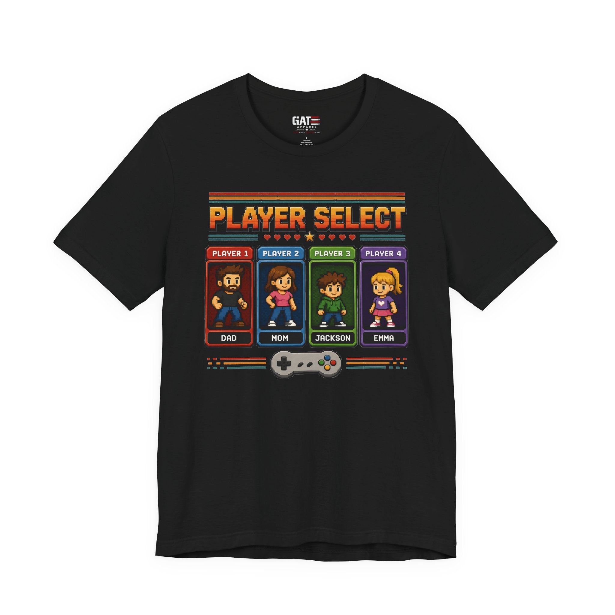 Personalized Gamer Family Shirt, Custom Family Gaming Shirt, Retro Video Game Family Tee, Gamer Dad Mom Kids Gift Shirt