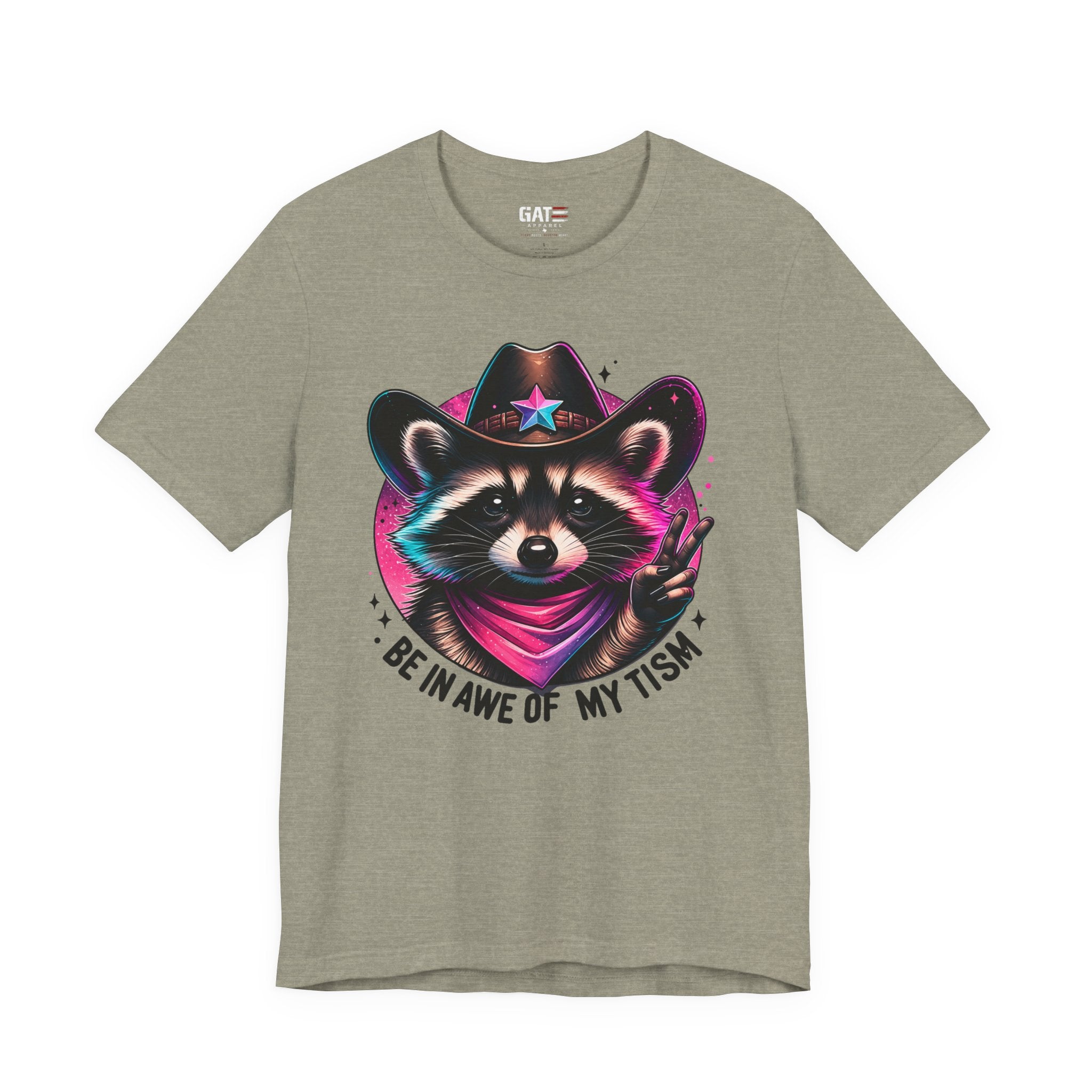 Raccoon Cowboy Graphic Tee – "Be in Awe of My Tism" Cute Western Animal T-Shirt