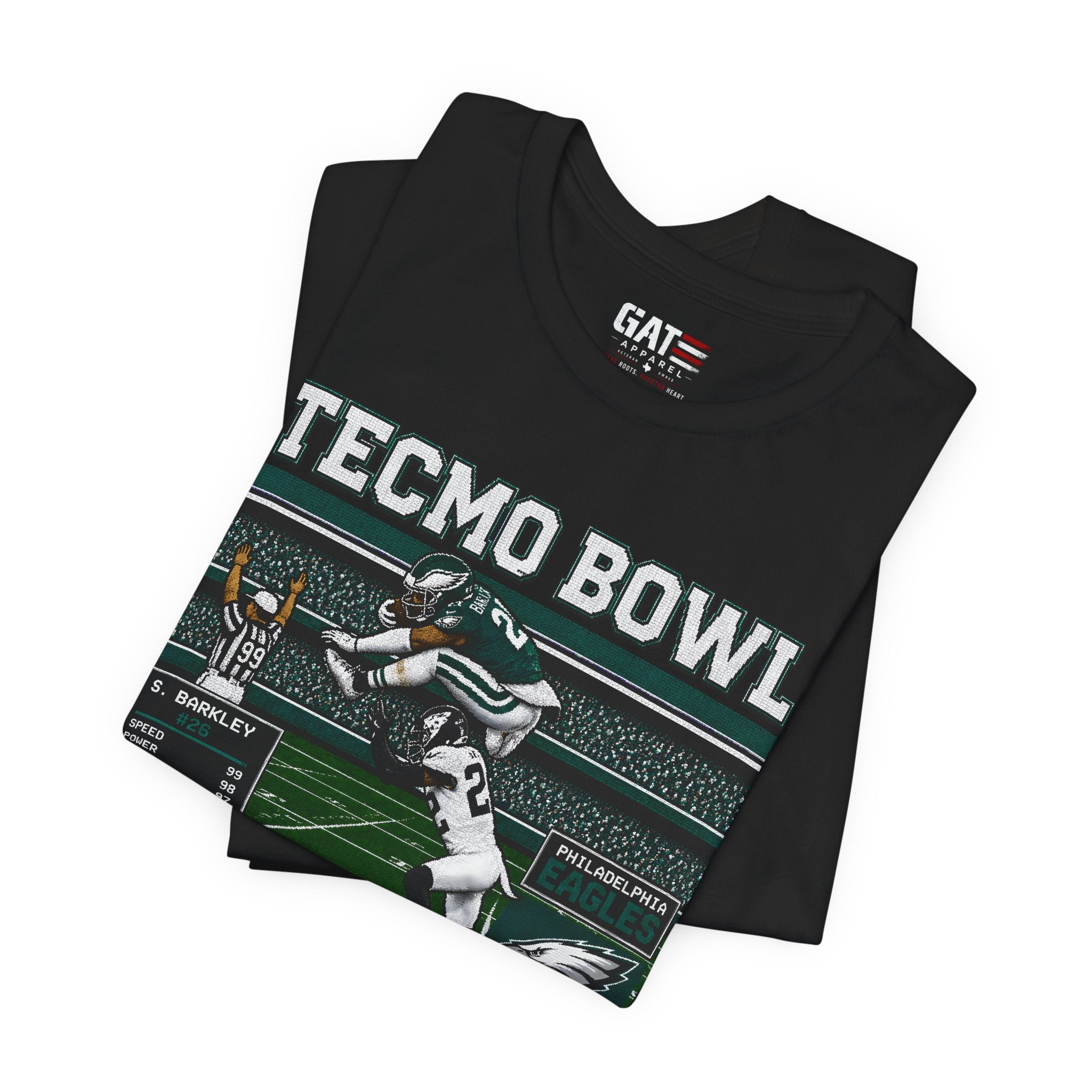 Saquon Barkley Tecmo Bowl Shirt Retro Eagles Football Tee Vintage Video Game Graphic T Shirt Gift for Football Fans
