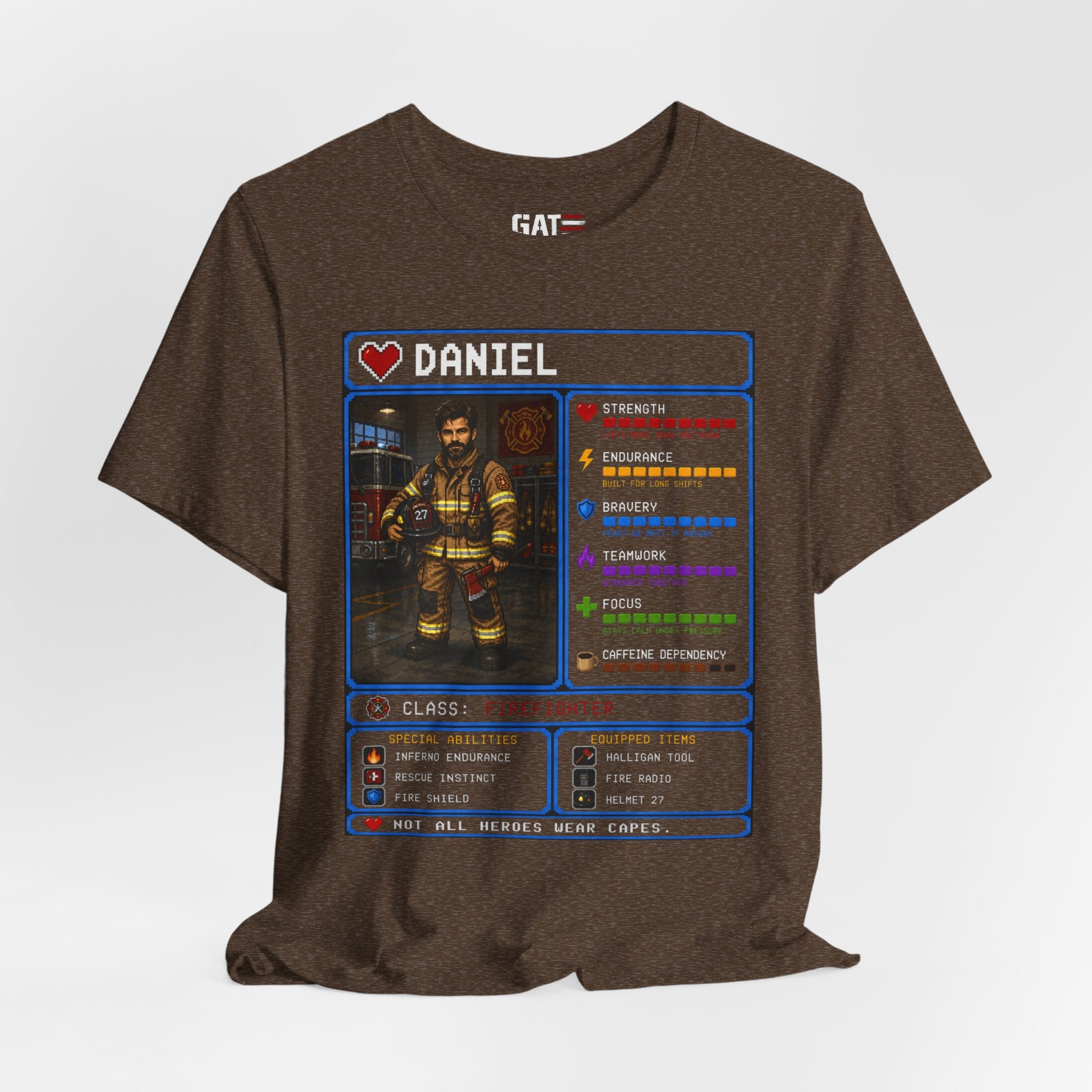 Custom Firefighter RPG Character Shirt | Personalized Firefighter Gift
