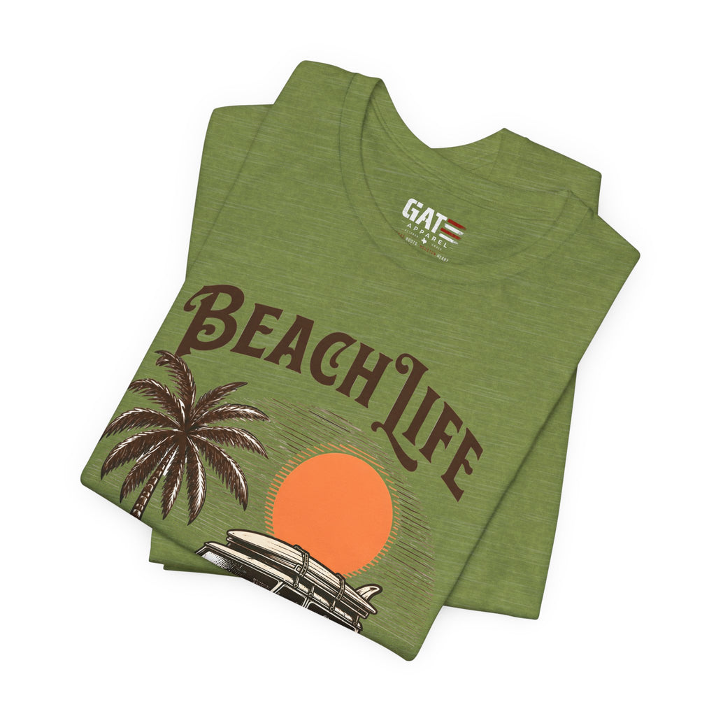 Beach Life Shirt, Retro VW Bus T Shirt, Vintage Camper Van Tee, Coastal Vacation Shirt, Summer Beach Graphic Tee, Surf Style Shirt, Van Life