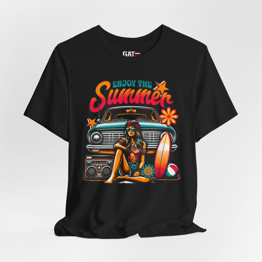 Enjoy The Summer Shirt, Retro Beach Tee, Vintage Surf Shirt, Hippie Summer T Shirt, Boho Vacation Shirt, Groovy Summer Graphic Tee